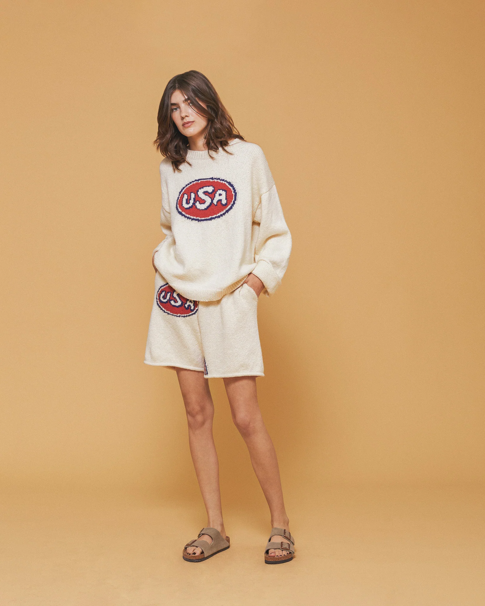 USA Knit Shorts (Cream) - Image 3