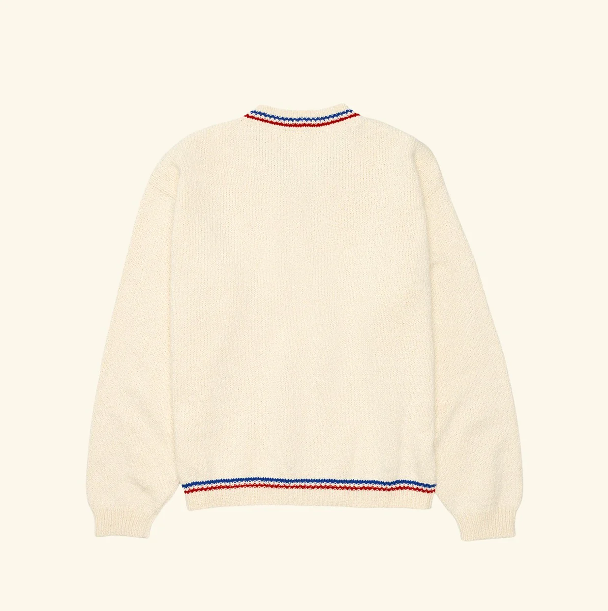 V-Neck Cotton Knit Sweater (Cream) - Image 5