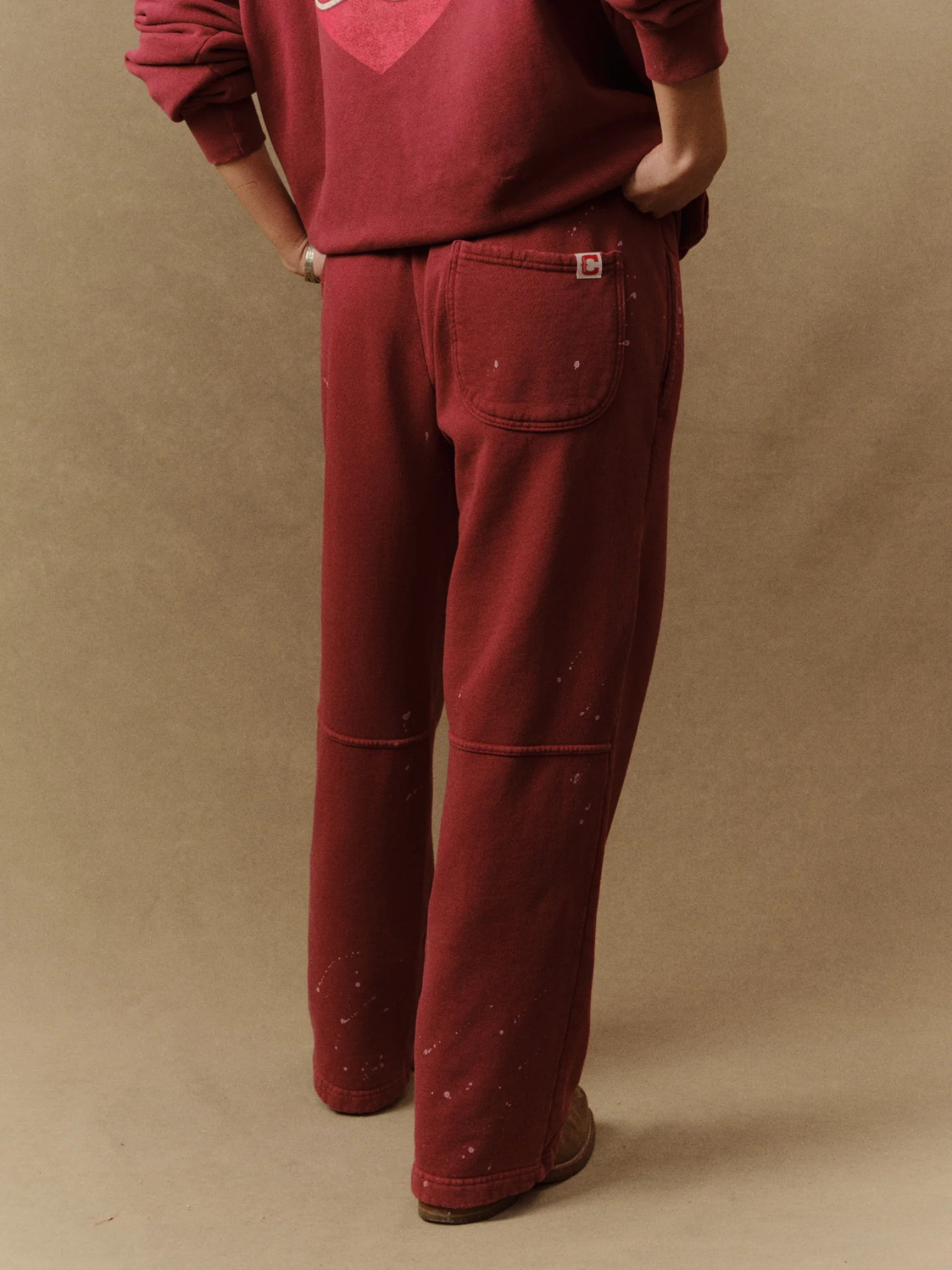 Valentine's Distressed Parachute Sweatpants (Sun Faded Red) - Image 3
