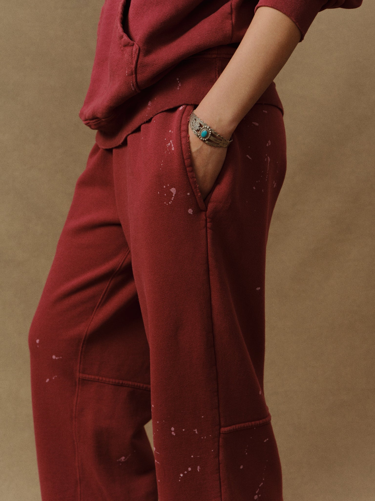 Valentine's Distressed Parachute Sweatpants (Sun Faded Red) - Image 7