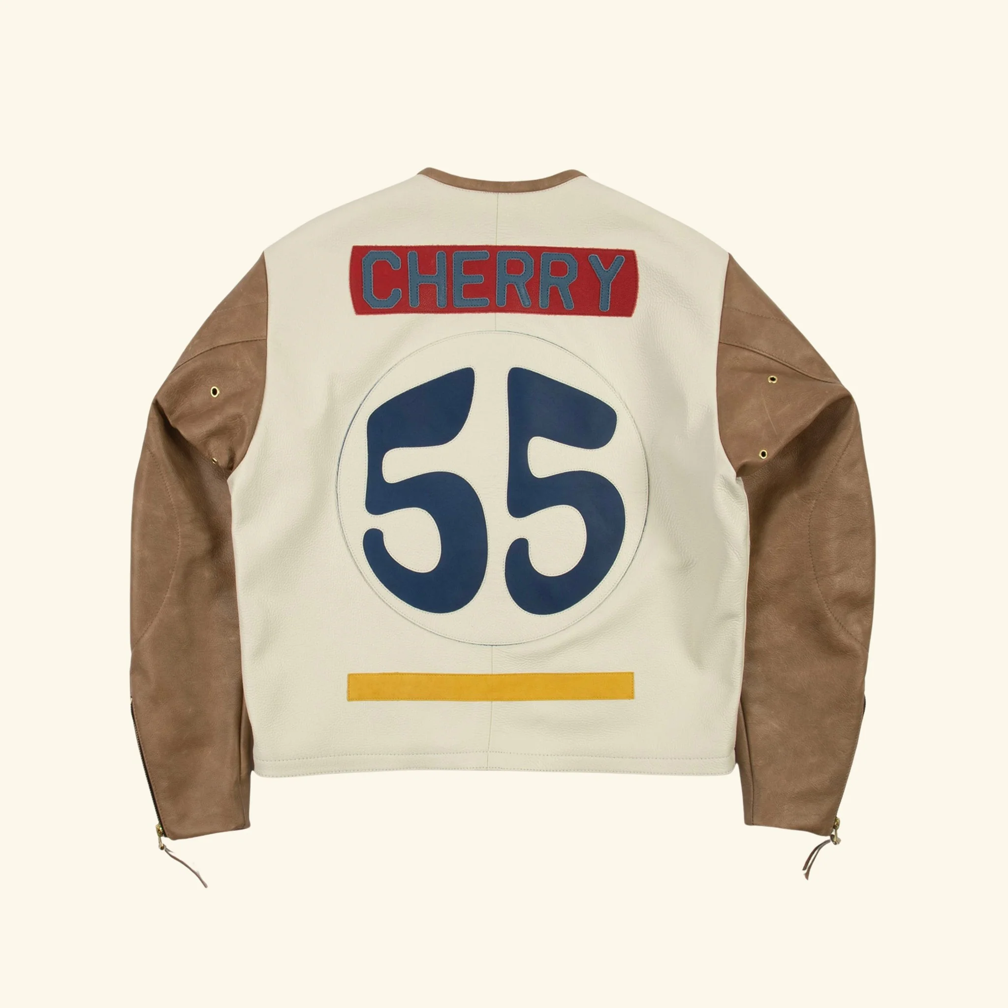 Vanson Leather Moto Jacket (White/Tan) - Image 2