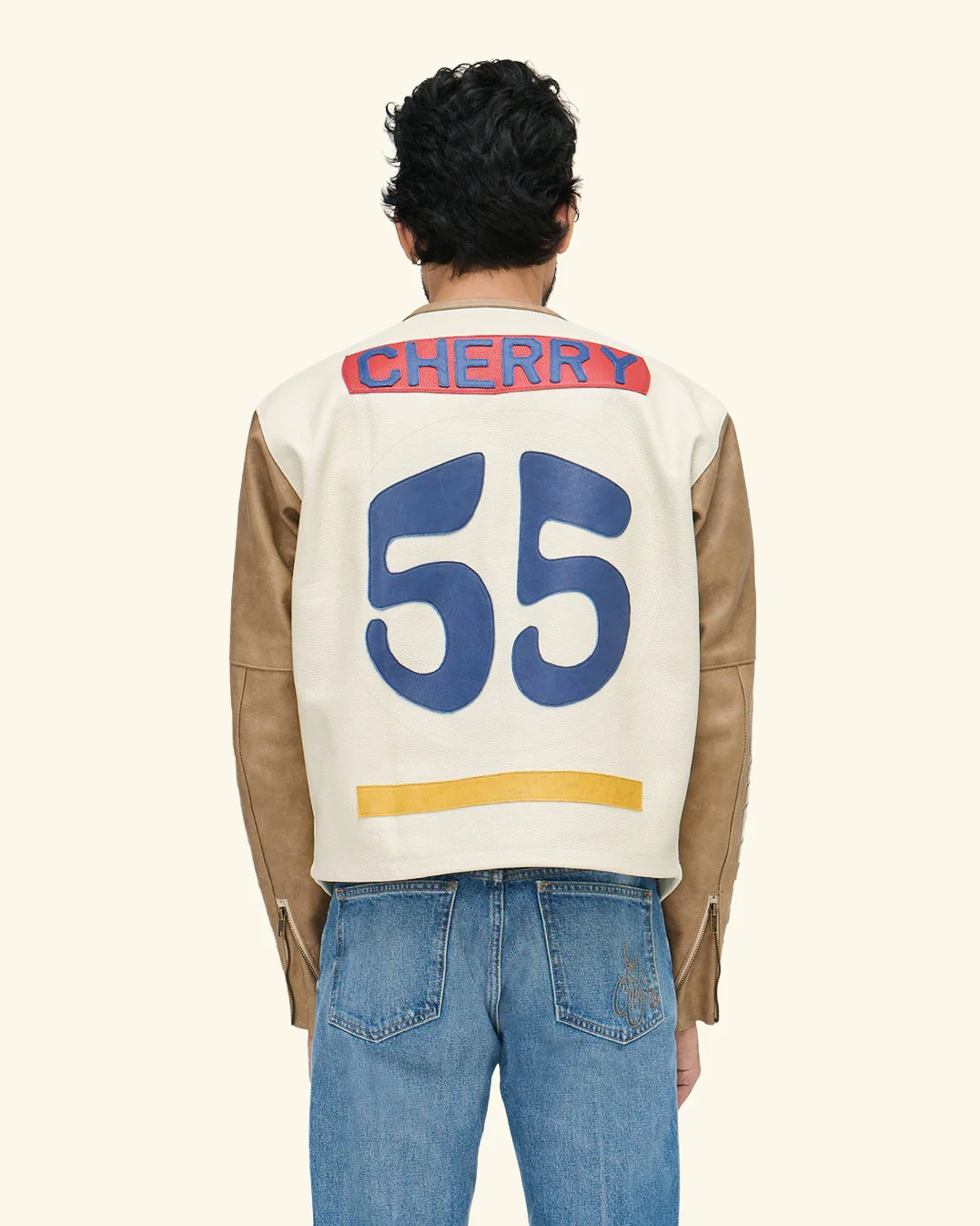 Vanson Leather Moto Jacket (White/Tan) - Image 3