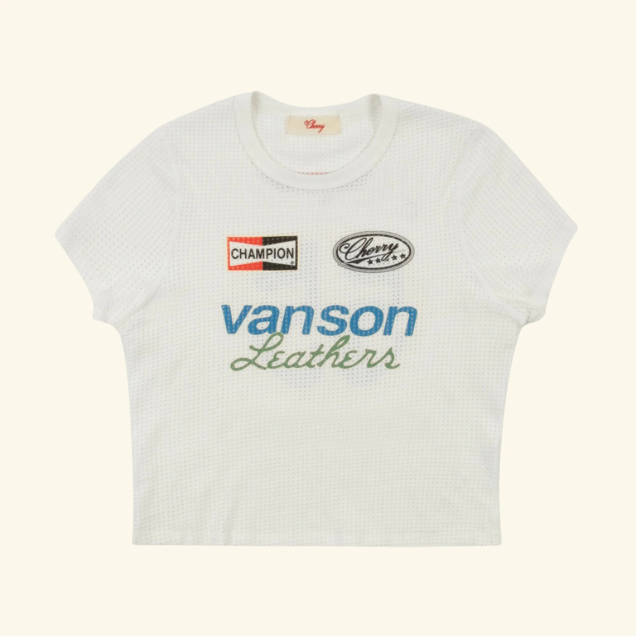 Vanson Mesh Baby Tee (Vintage White)