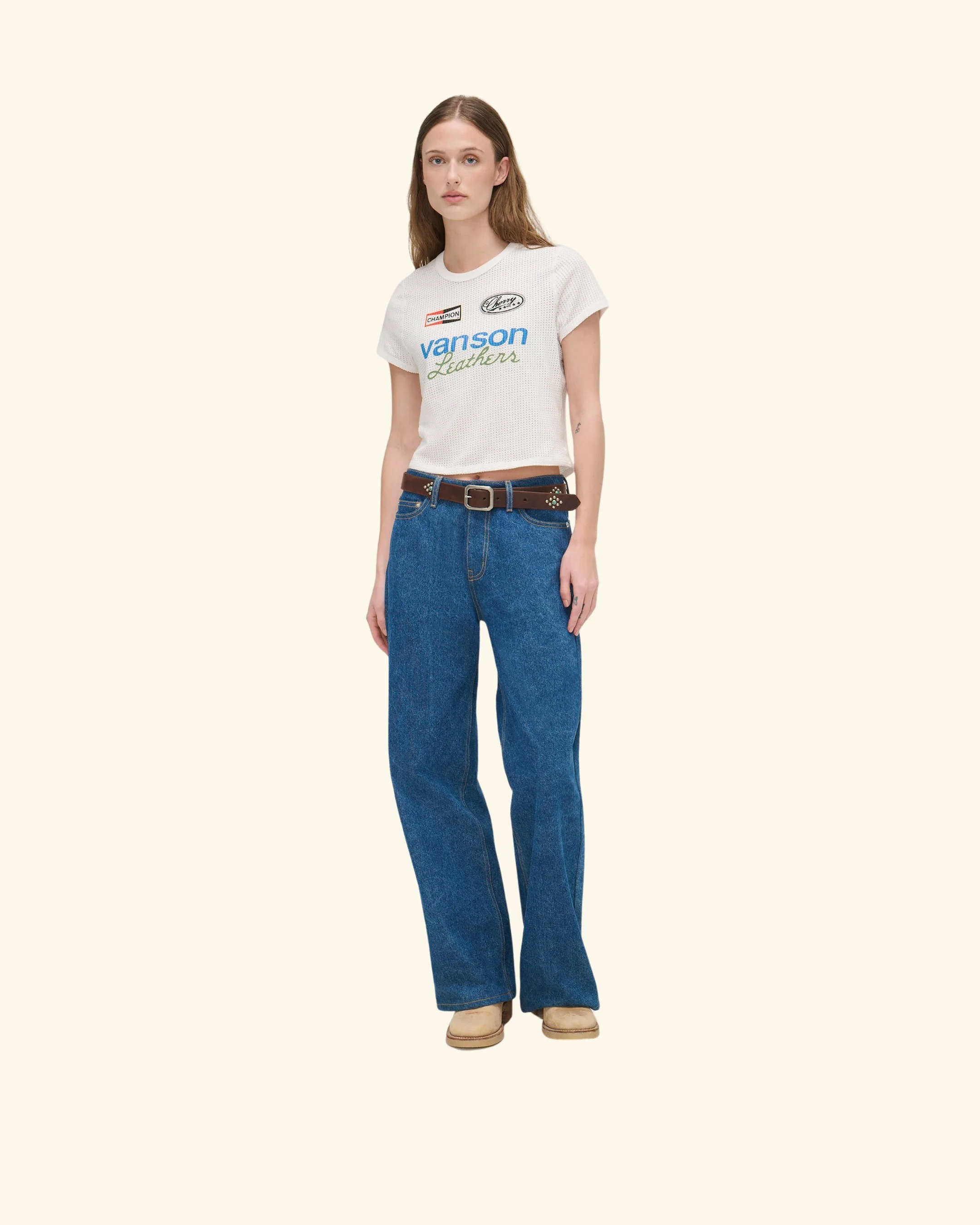 Vanson Mesh Baby Tee (Vintage White) - Image 3