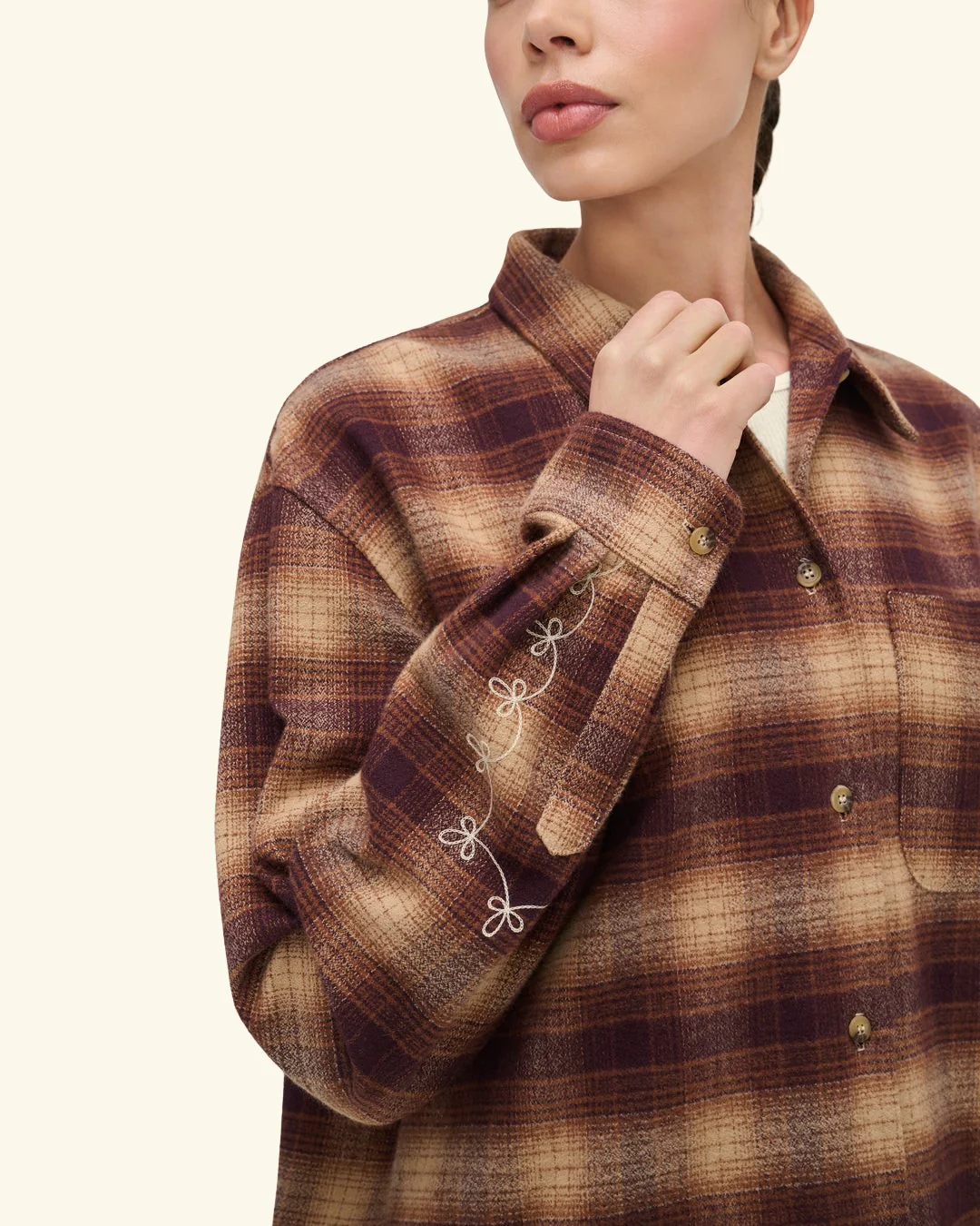 Cherry x GDC Western Flannel Shirt (Brown) - Image 7