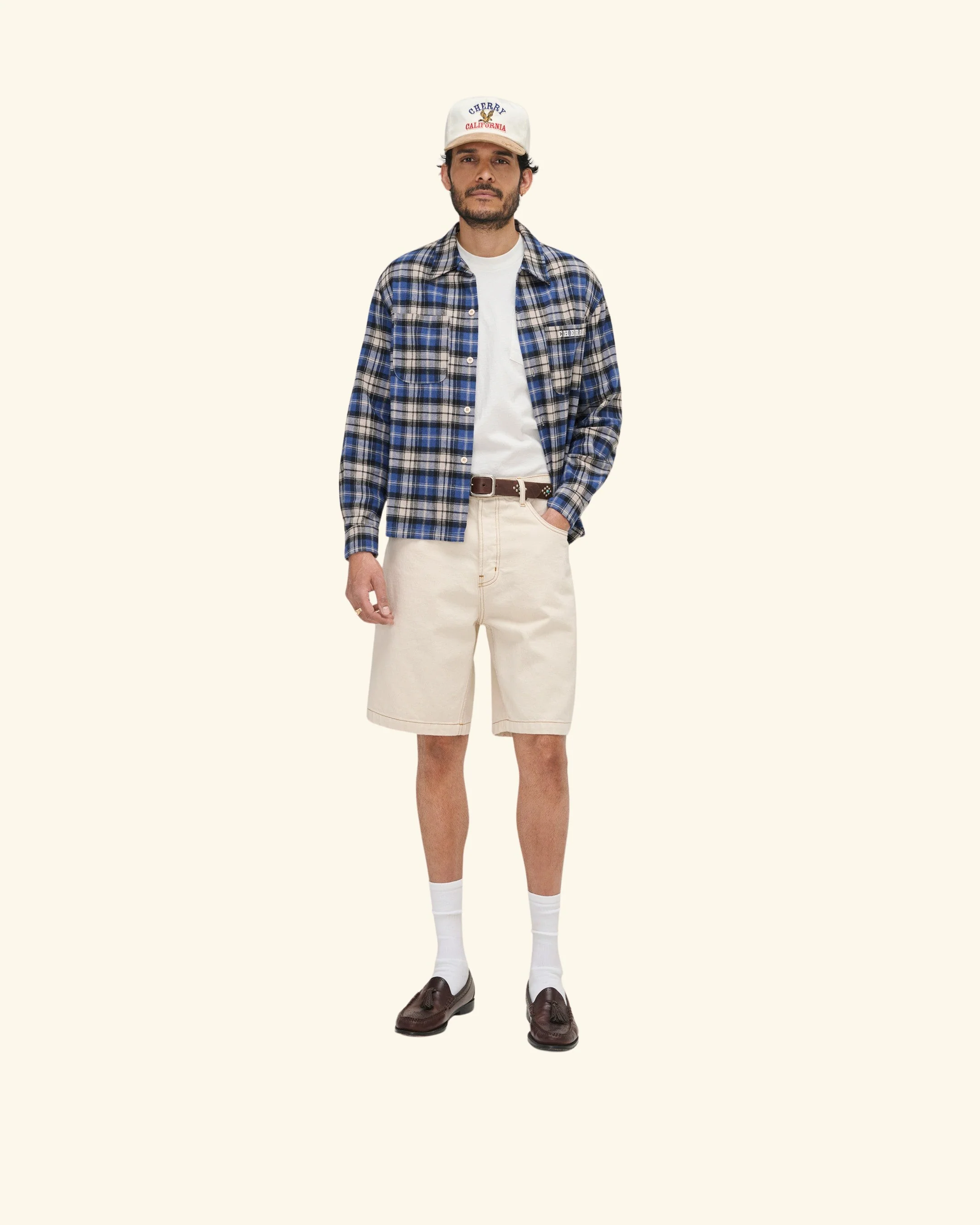 Western Boxy Plaid Shirt (Steel Blue) - Image 3