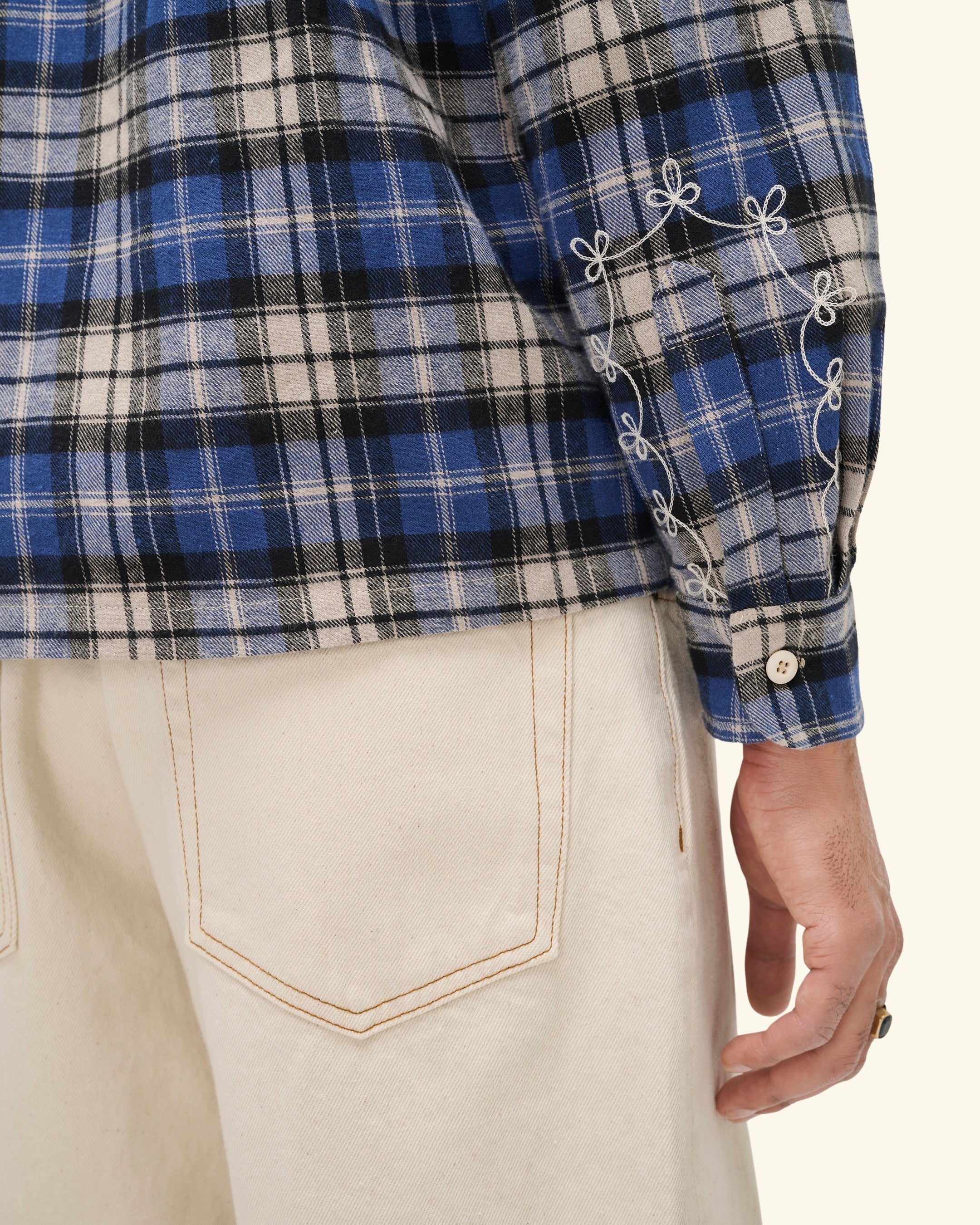 Western Boxy Plaid Shirt (Steel Blue) - Image 8