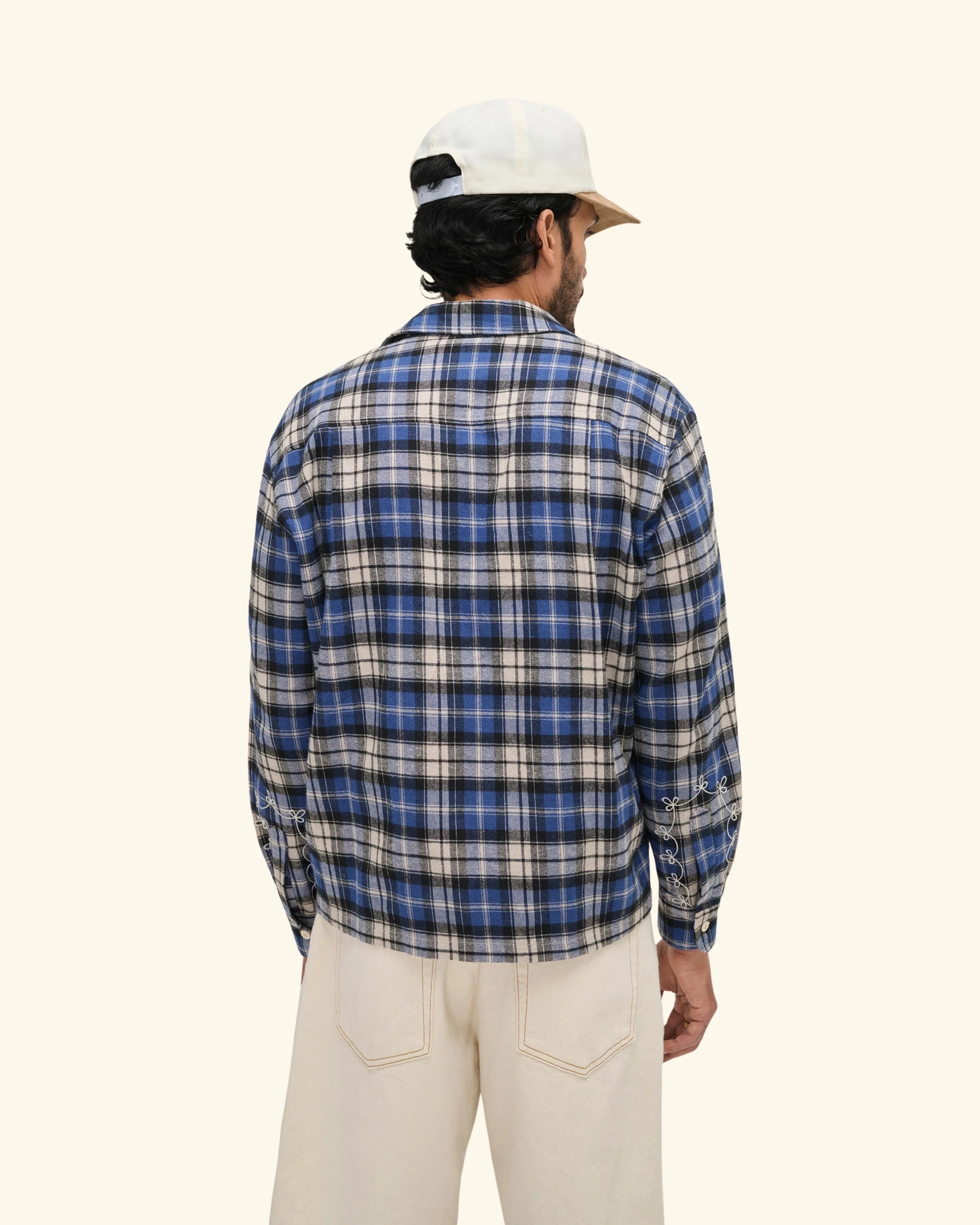 Western Boxy Plaid Shirt (Steel Blue) - Image 9