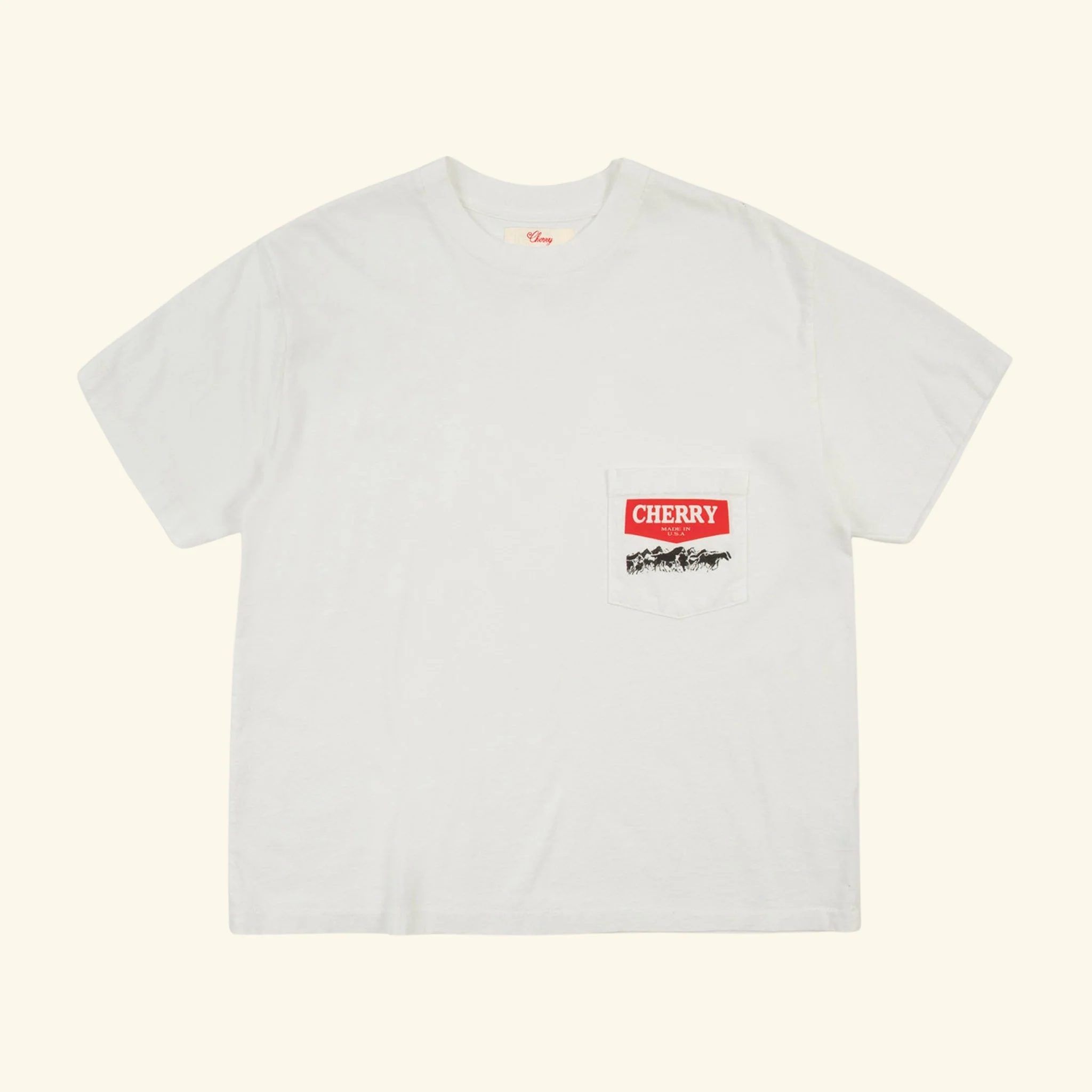 Western Chevron Boxy Pocket Tee (Vintage White)