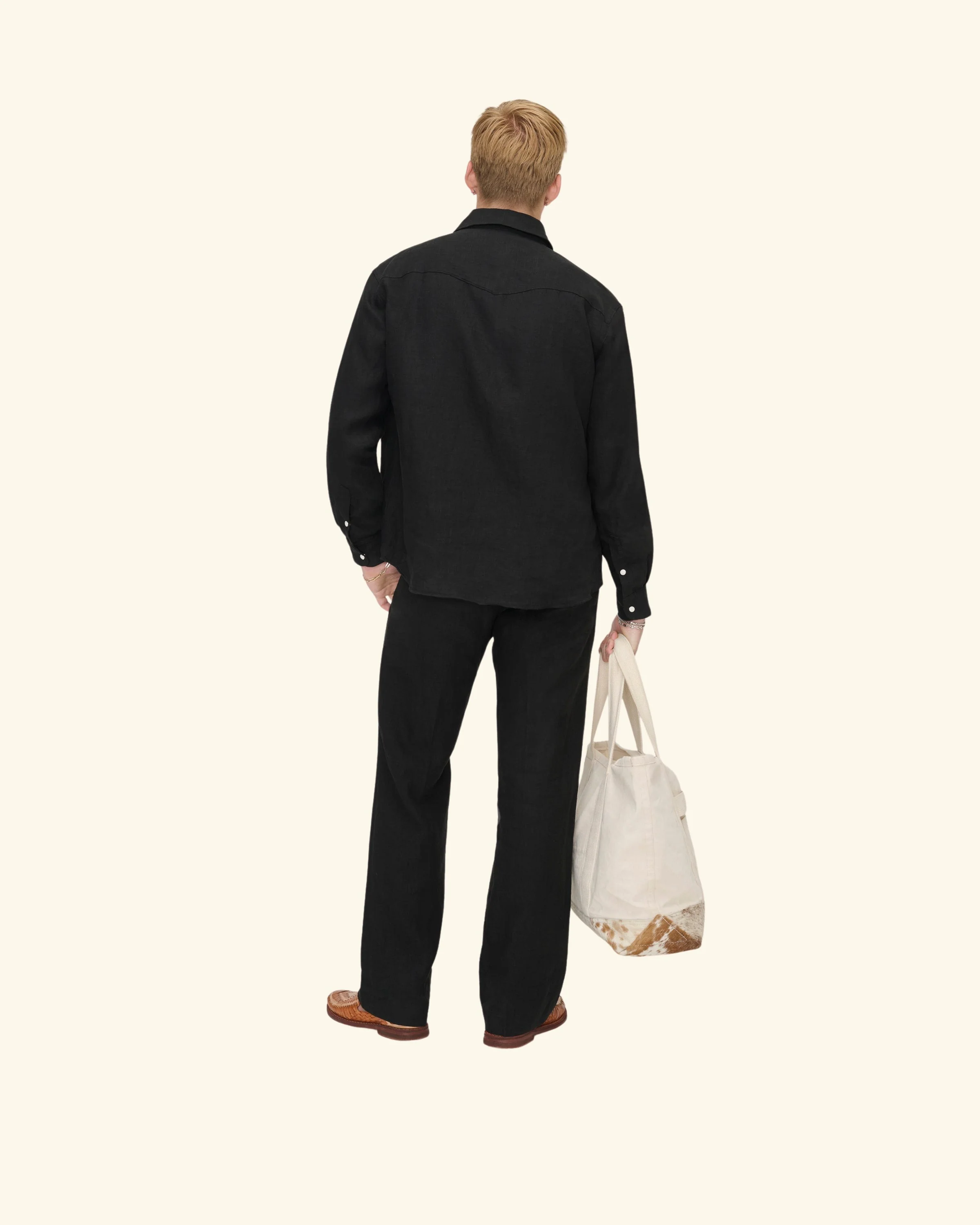 Linen Western Chino Pants (Black) - Image 3