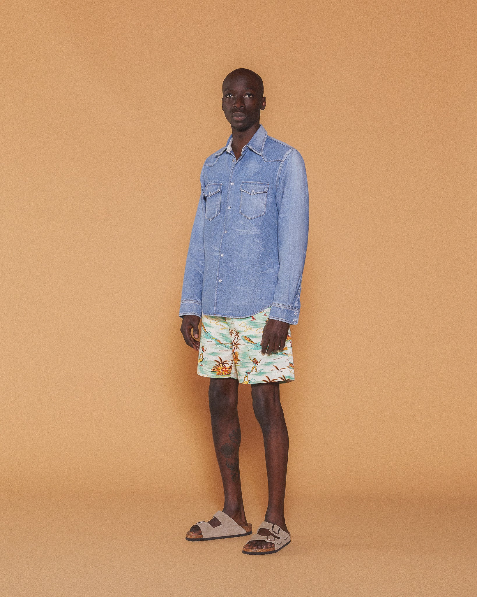Western Snap Shirt (Washed Blue) - Image 3