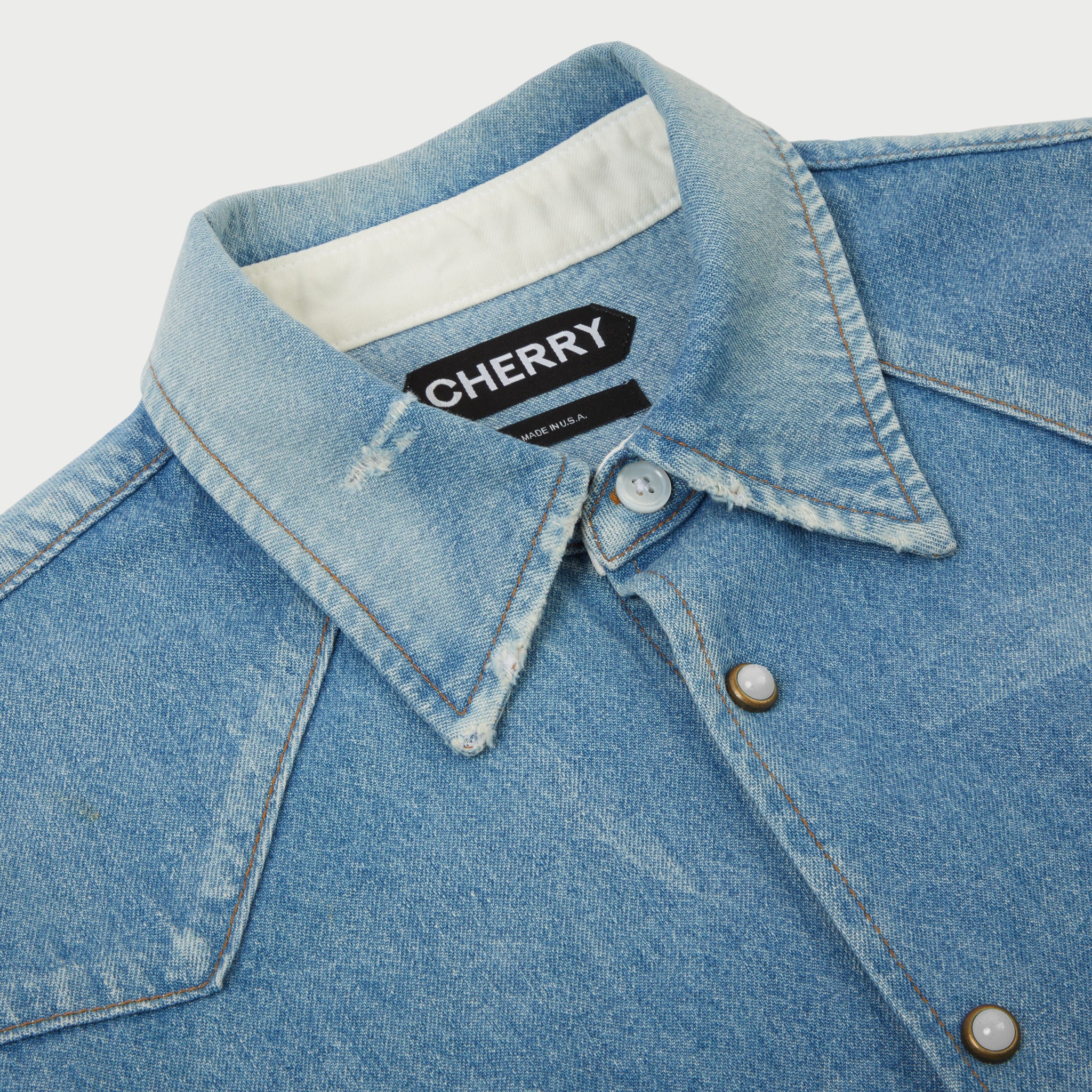 Western Snap Shirt (Washed Blue) - Image 7