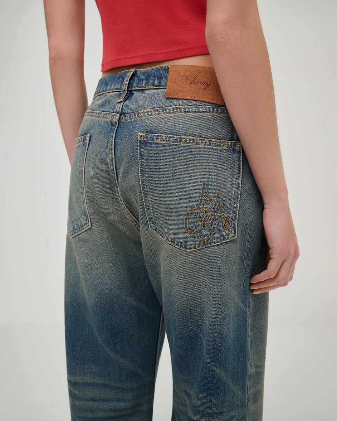 Wide 5 Pocket Jeans (Dark Dirty Blue) - Image 2
