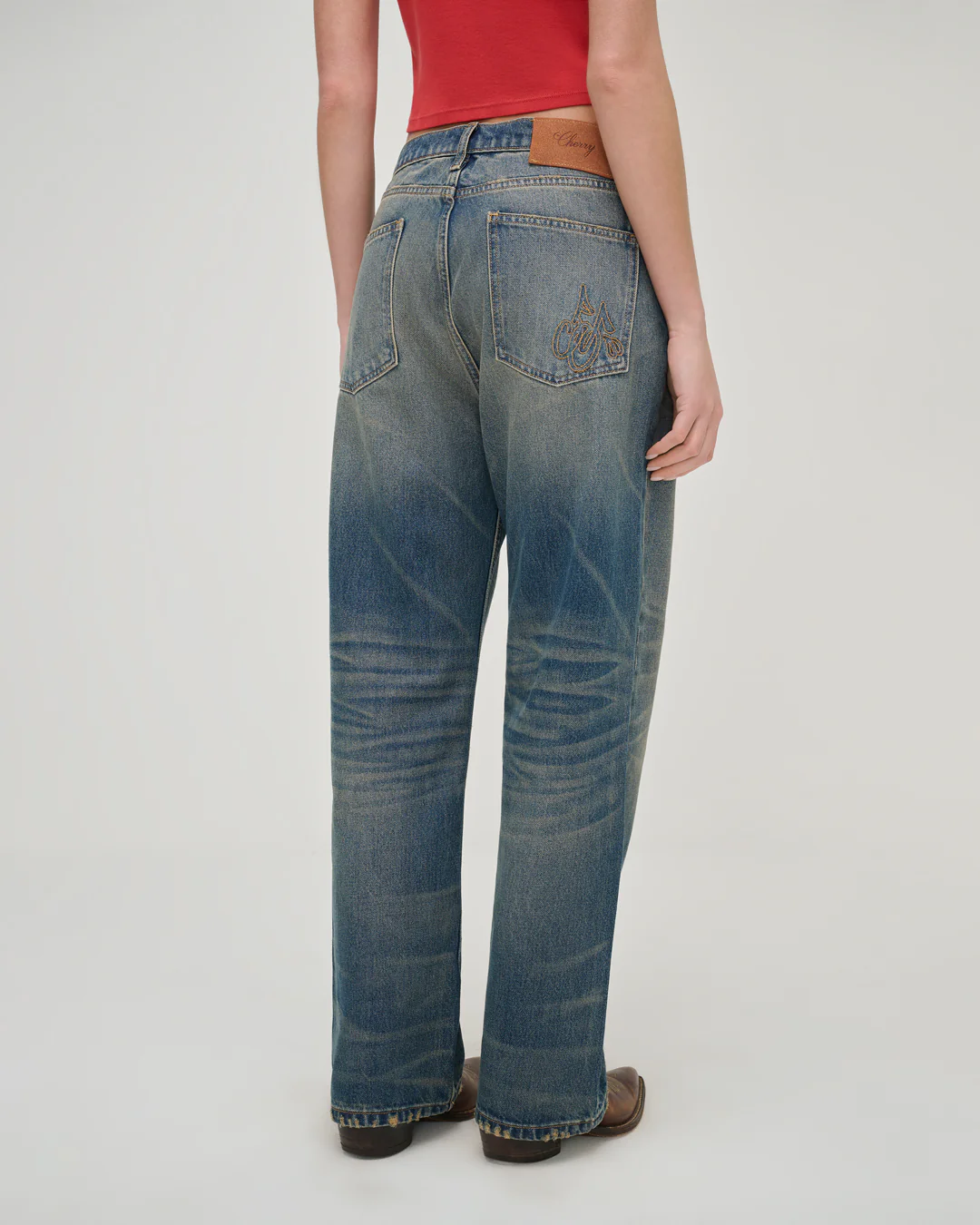 Wide 5 Pocket Jeans (Dark Dirty Blue) - Image 3