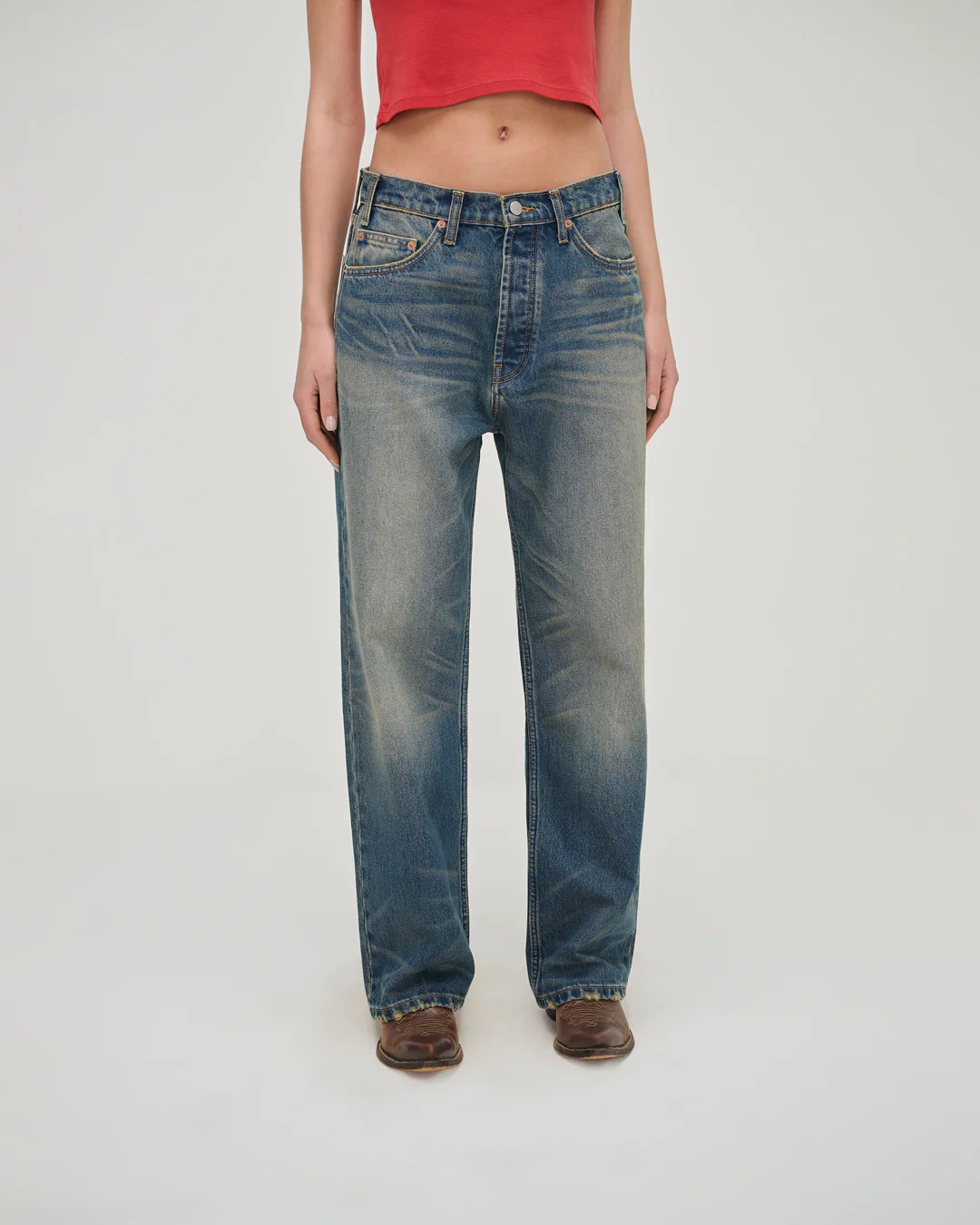 Wide 5 Pocket Jeans (Dark Dirty Blue) - Image 6