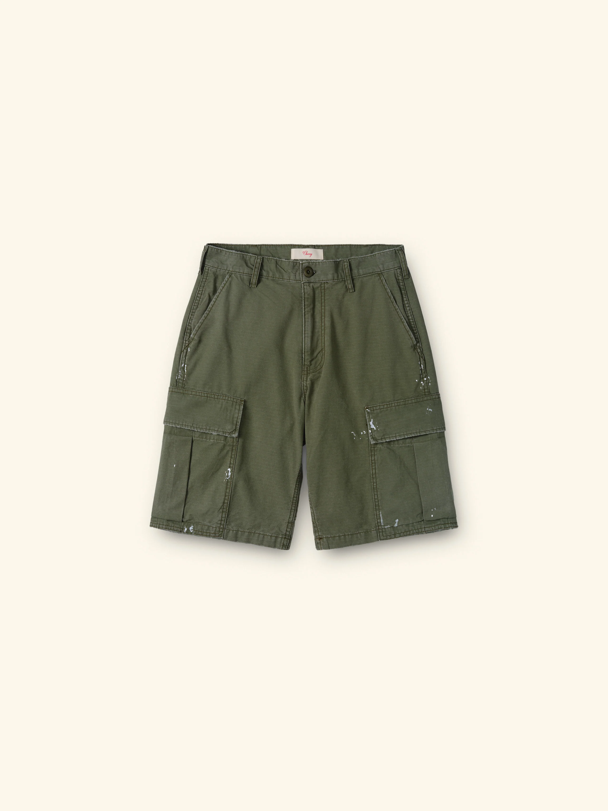 Wide Leg Cargo Shorts (Army Green)