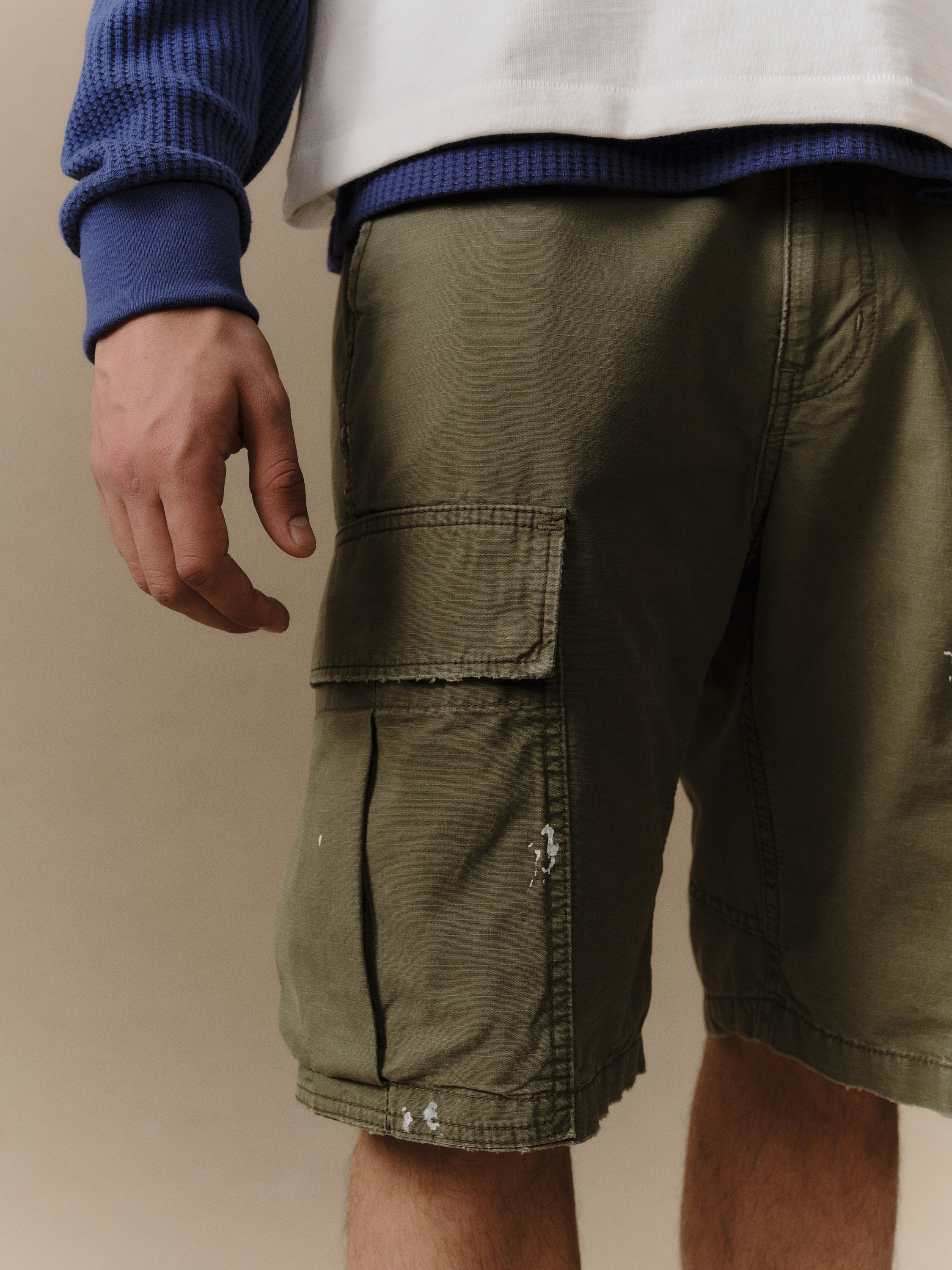 Wide Leg Cargo Shorts (Army Green) - Image 3