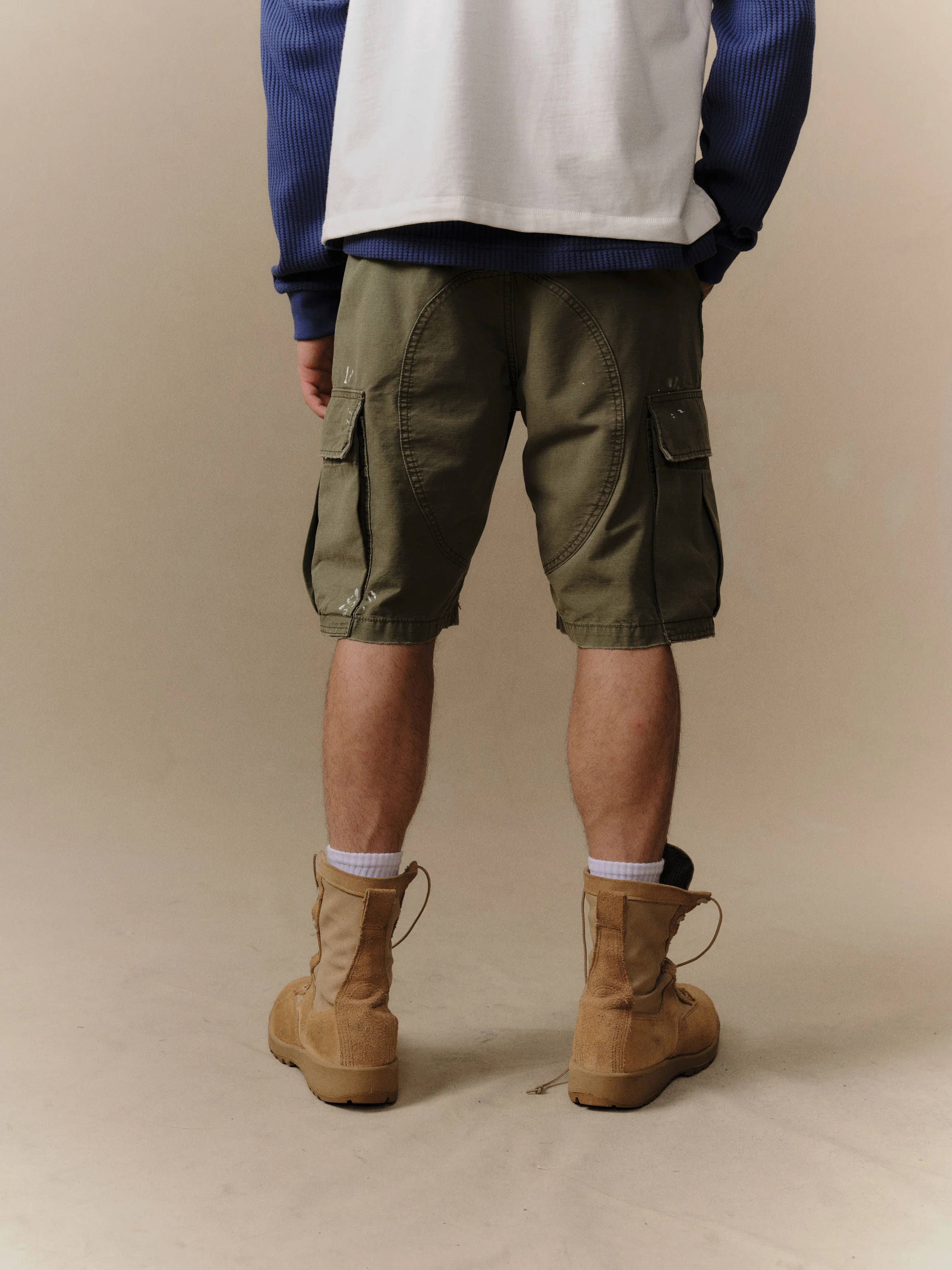 Wide Leg Cargo Shorts (Army Green) - Image 4