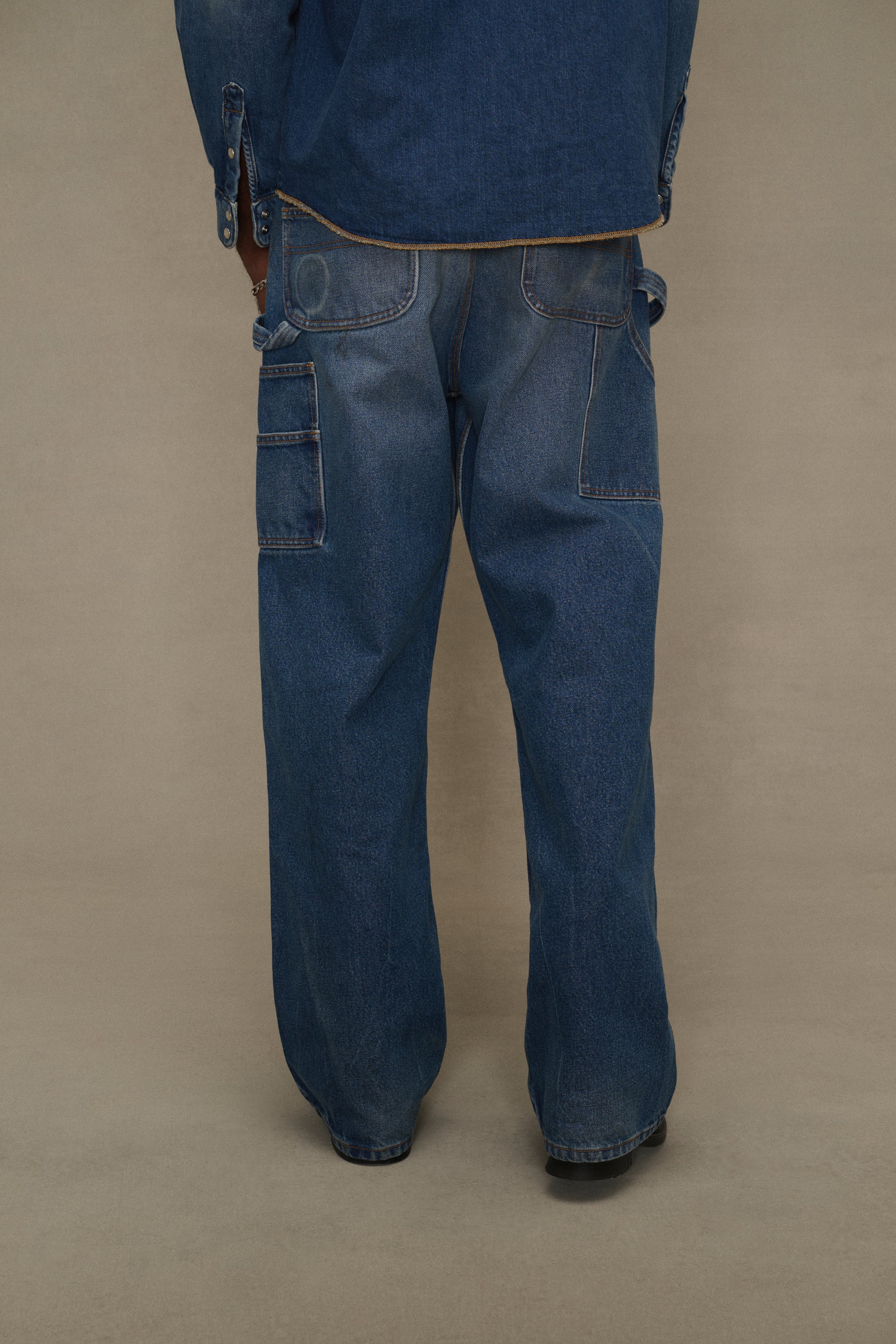 Wide-Leg Double Knee Pants (Denim) - Image 4