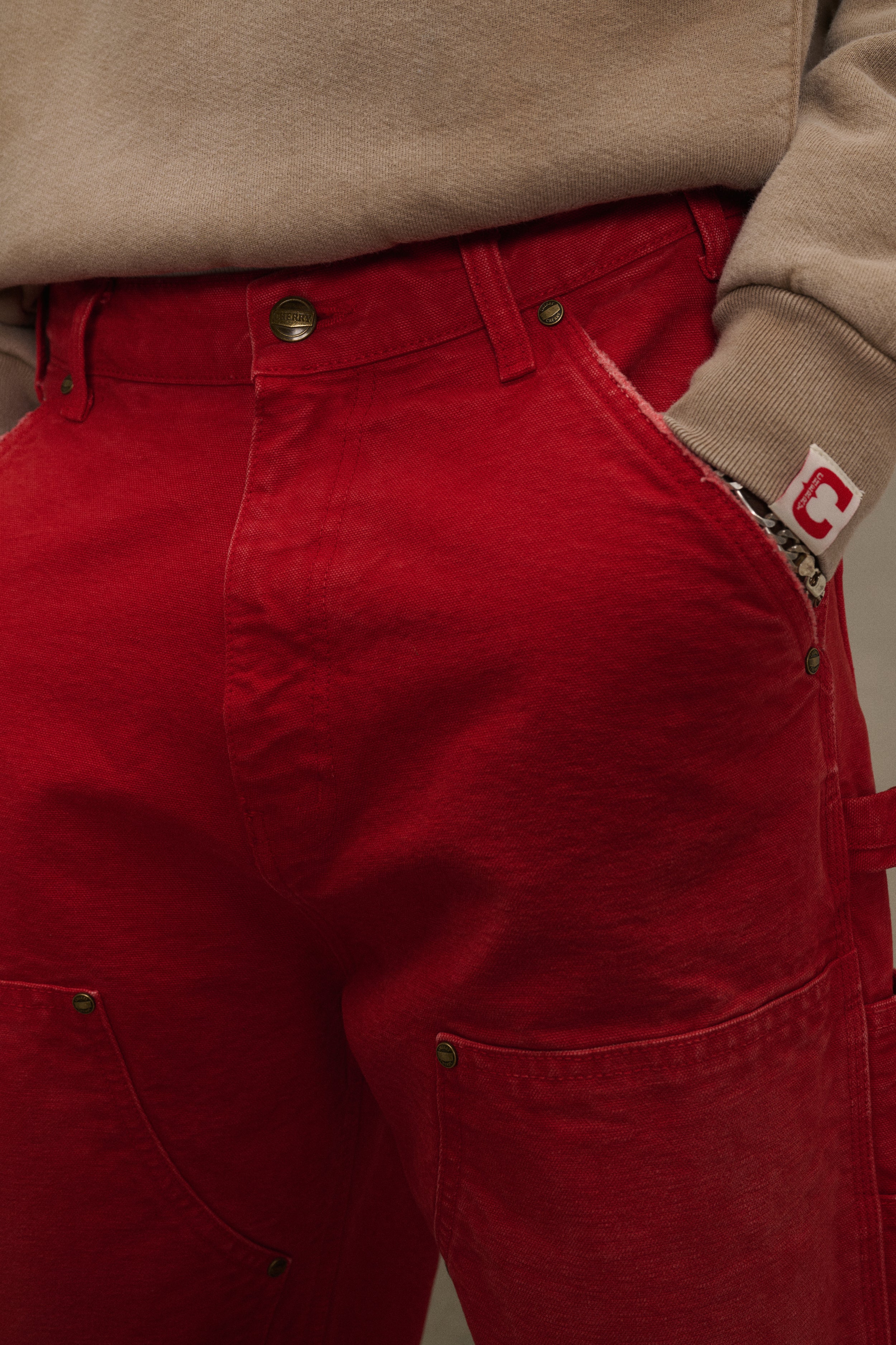 Wide-Leg Double Knee Pants (Sun Faded Red) - Image 6