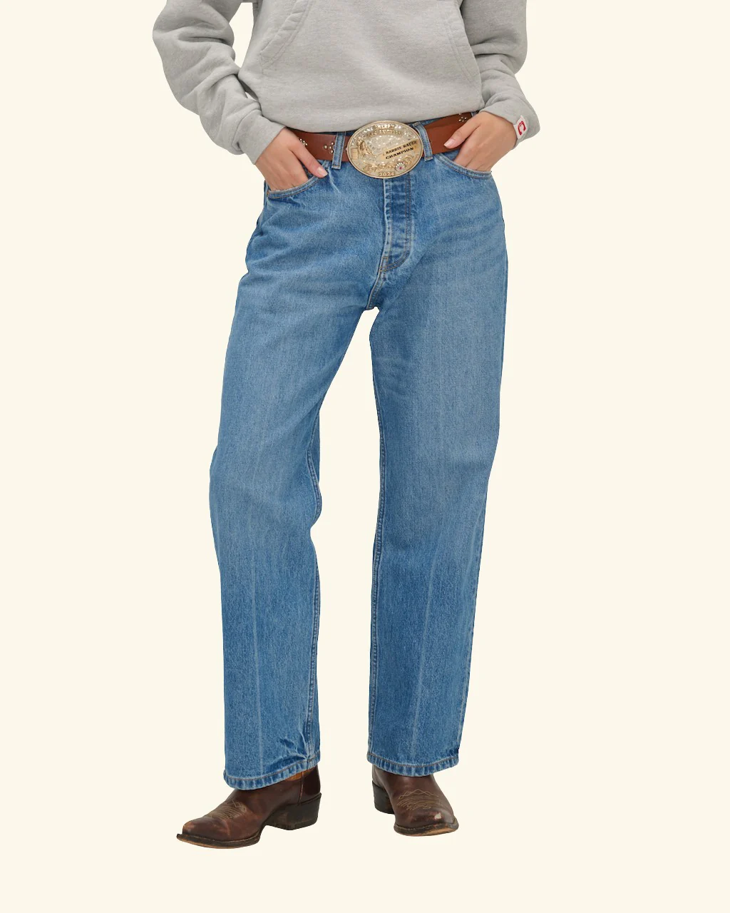 Wide Medium Cowboy Wash Jeans - Image 8