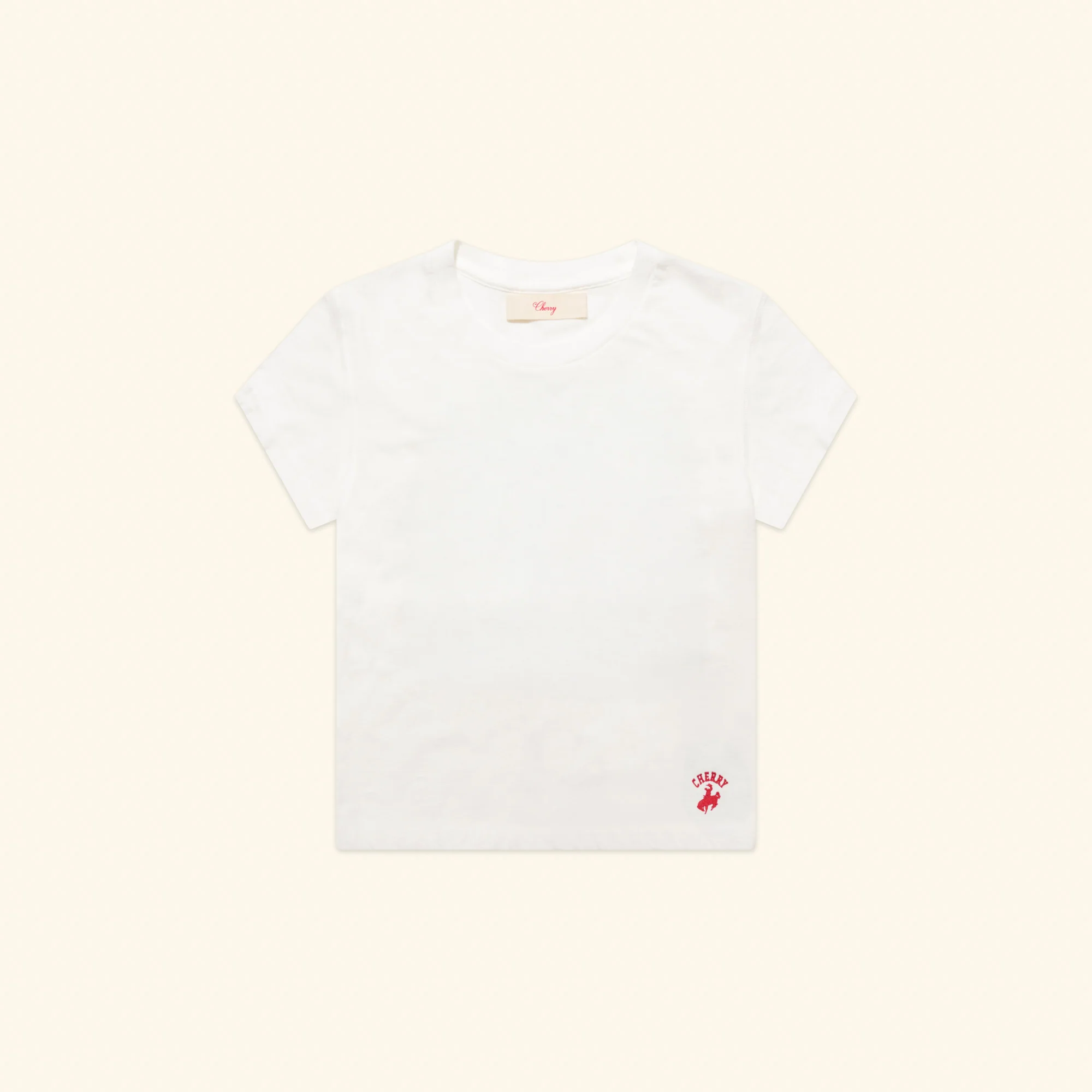 Women's Western Athletic Fitted Baby Tee (Vintage White)