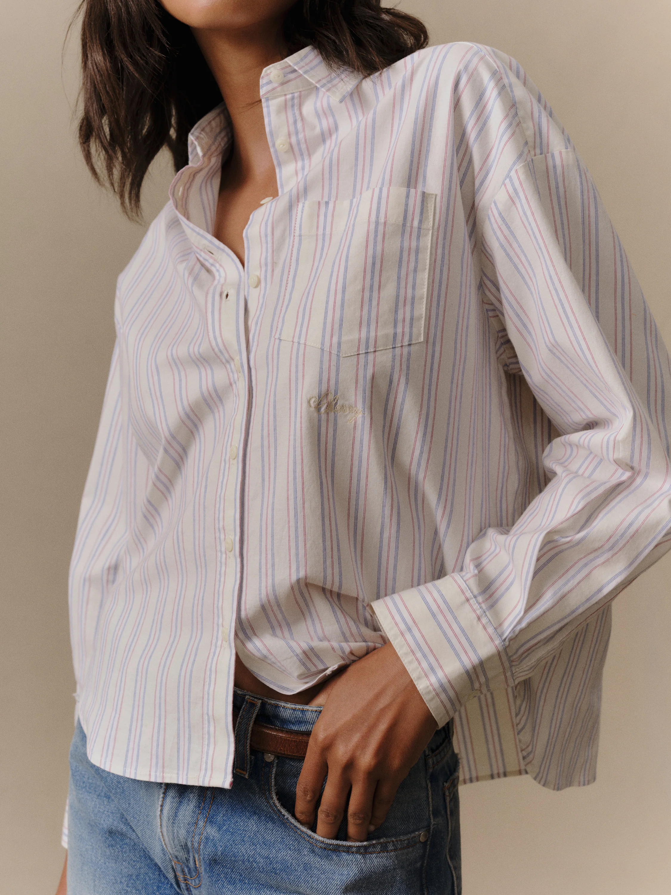 Women's Boxy Stripe Button Up - Image 3