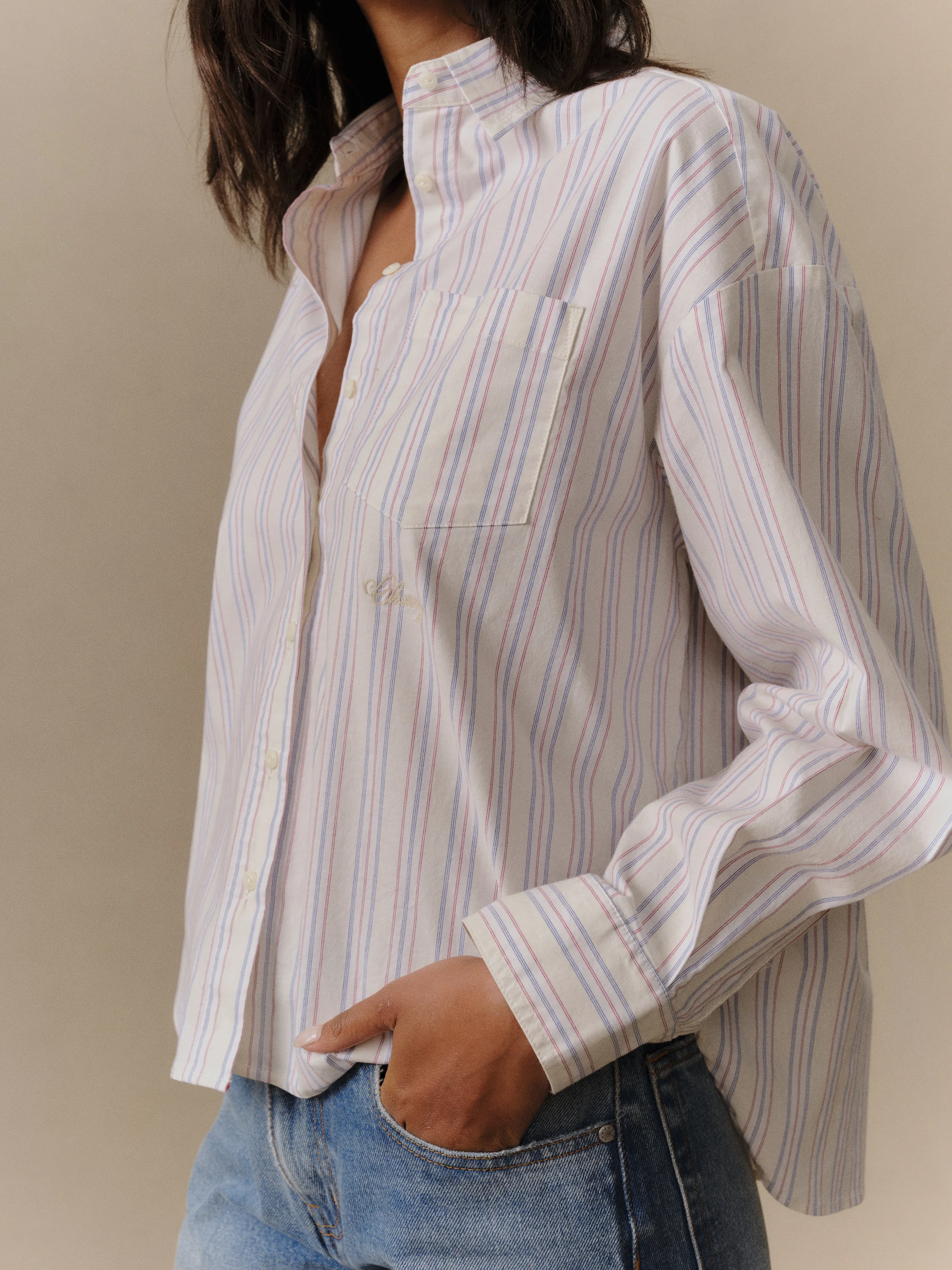 Women's Boxy Stripe Button Up - Image 5
