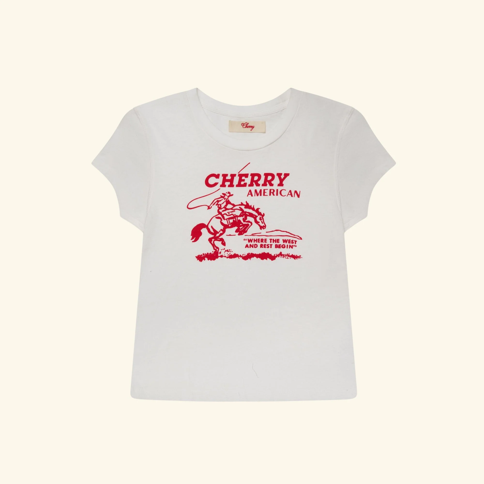 Women's Cowgirl Fitted Baby Tee (Vintage White)