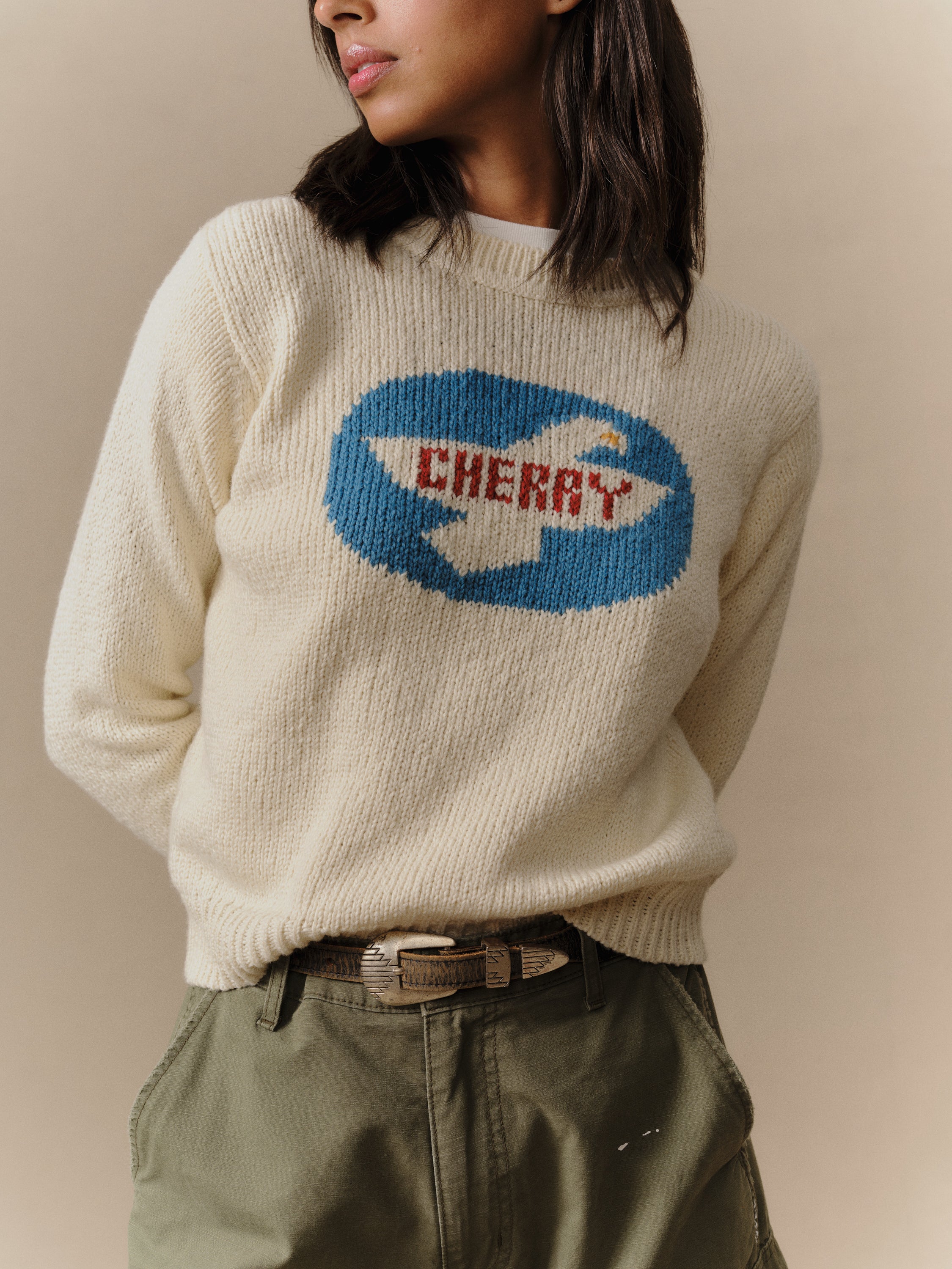 Women's Knit Wings Crew (Cream) - Image 3