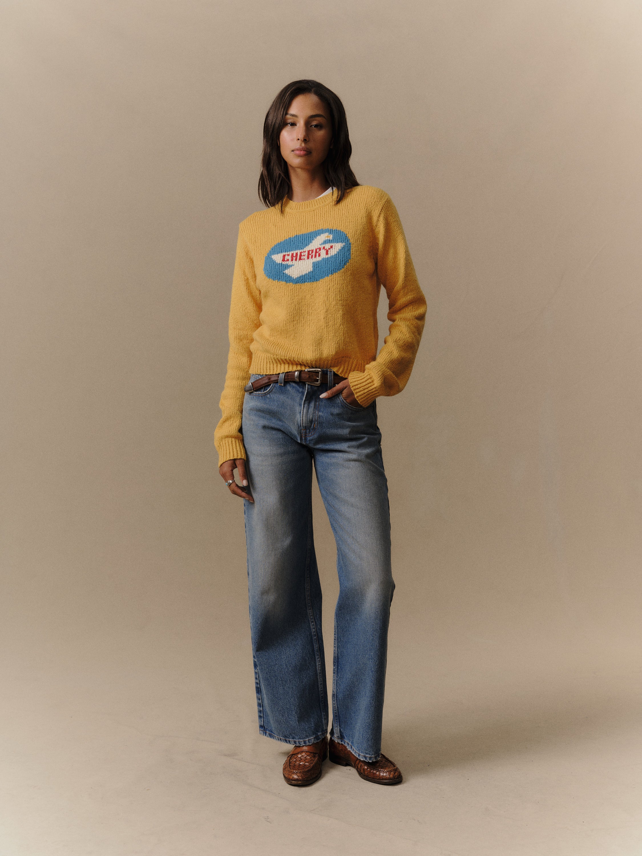 Women's Knit Wings Crew (Sun Yellow) - Image 2