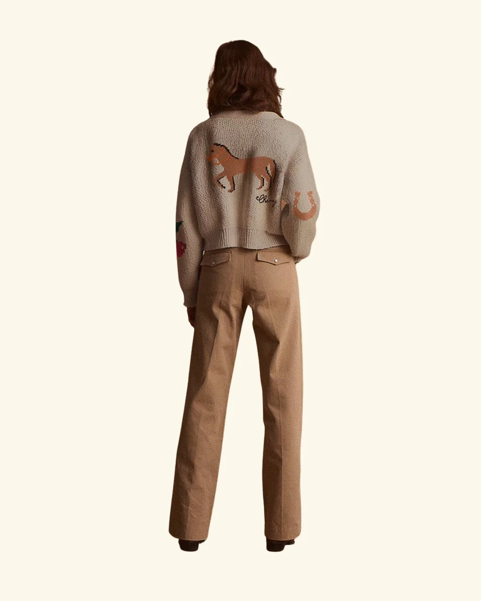 Cropped Stables Cardigan (Heather Oat) - Image 5