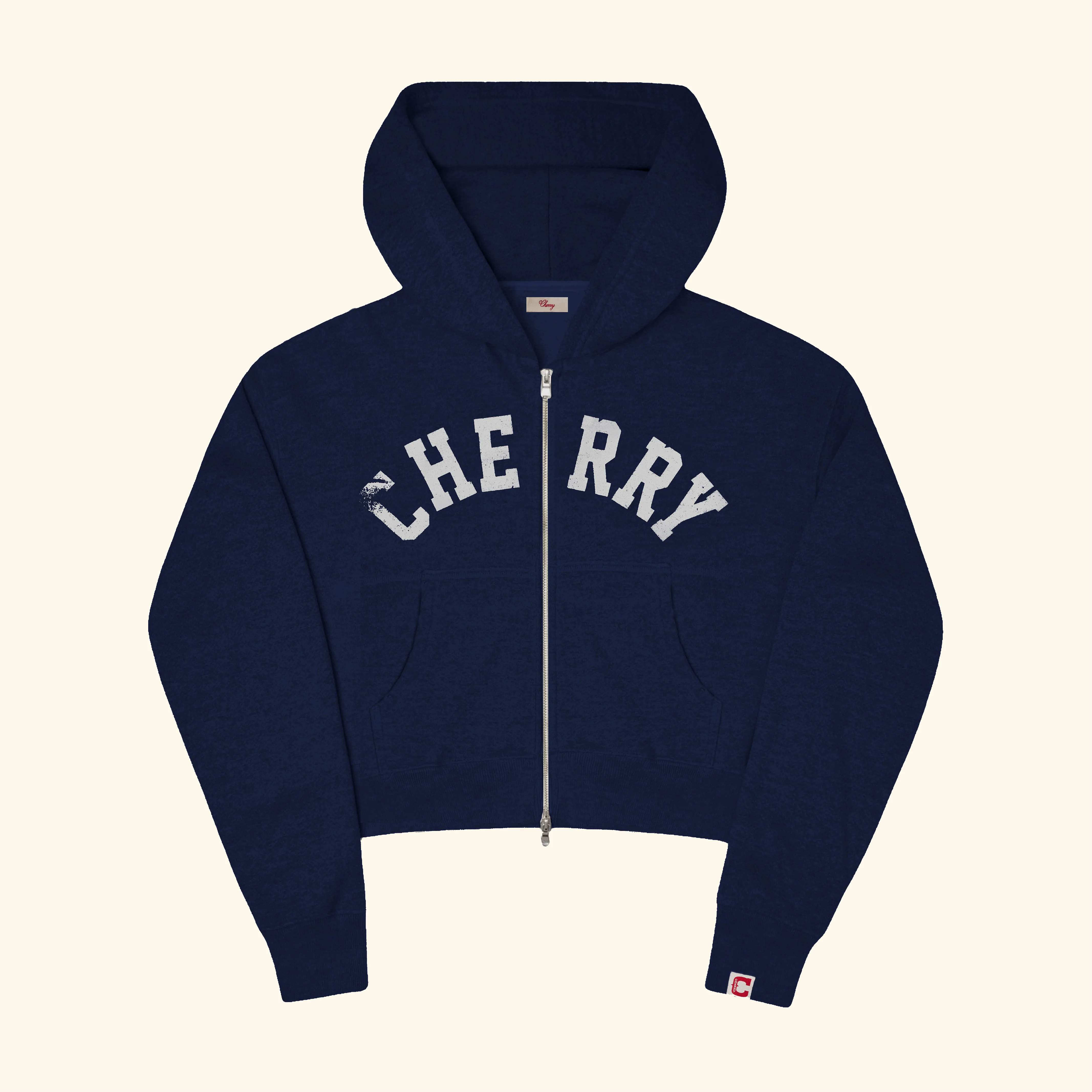 Women's Distressed Zip Hoodie (Navy)