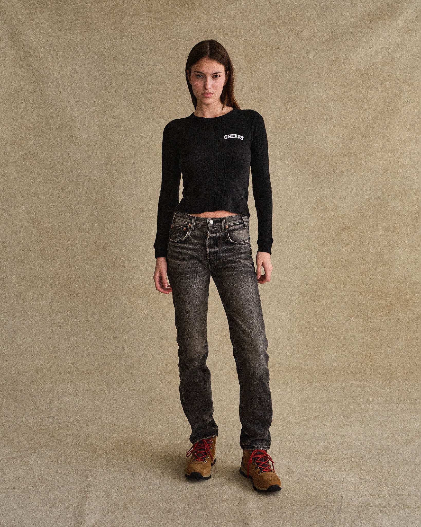 Women's Thermal Long Sleeve Tee (Black) - Image 5