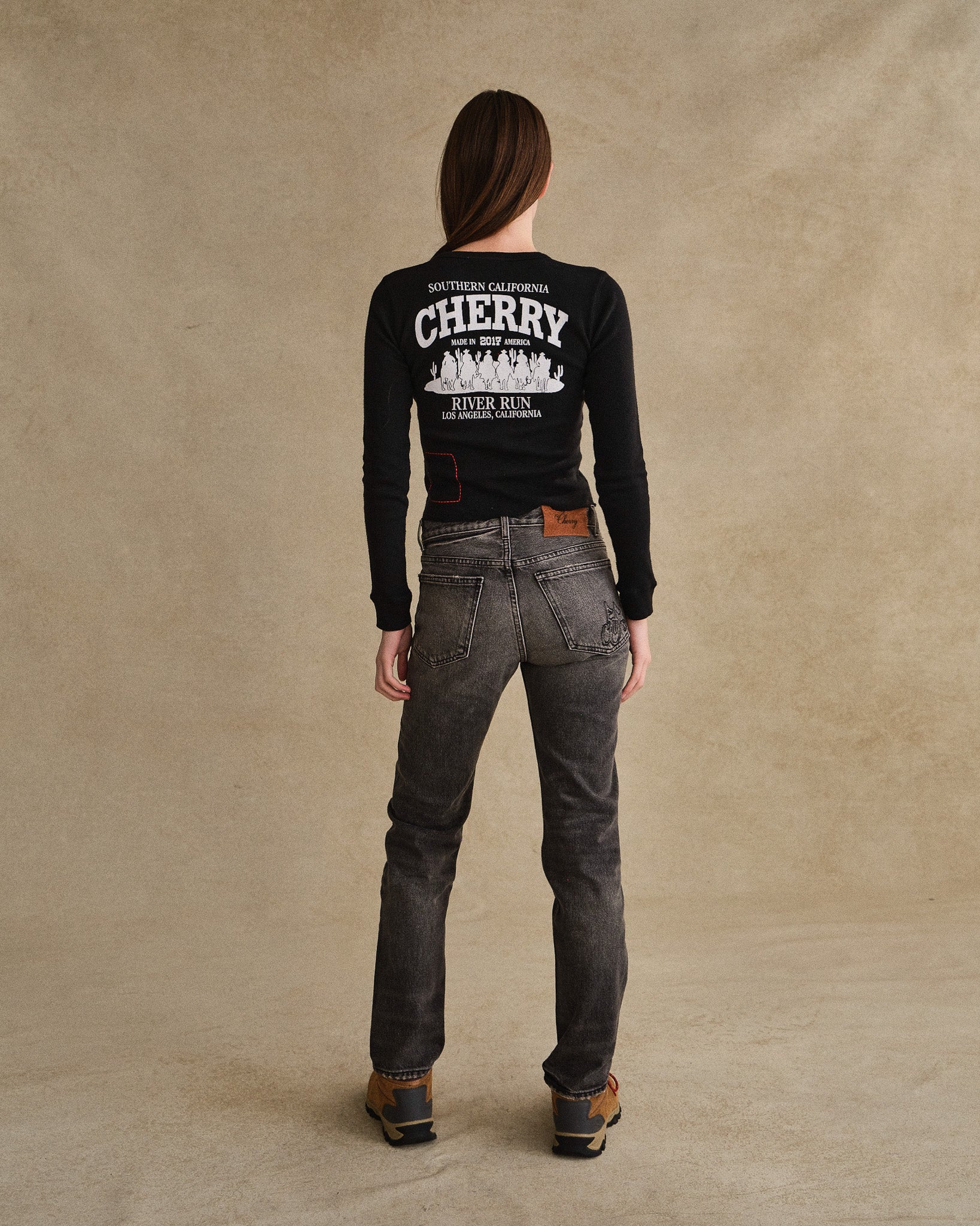 Women's Thermal Long Sleeve Tee (Black) - Image 6
