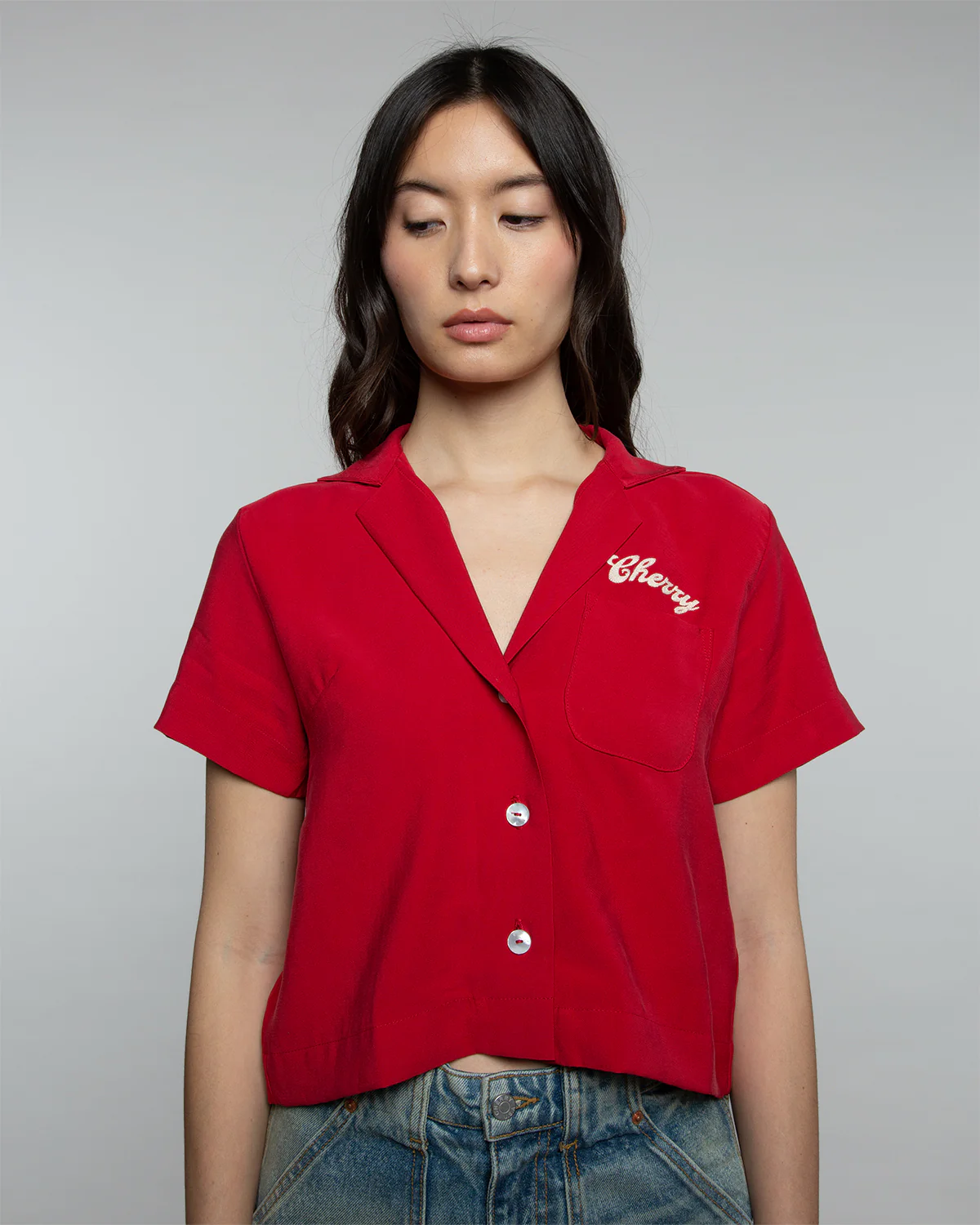 Cherry Lovers Women's Bowling Shirt (Cardinal) - Image 4
