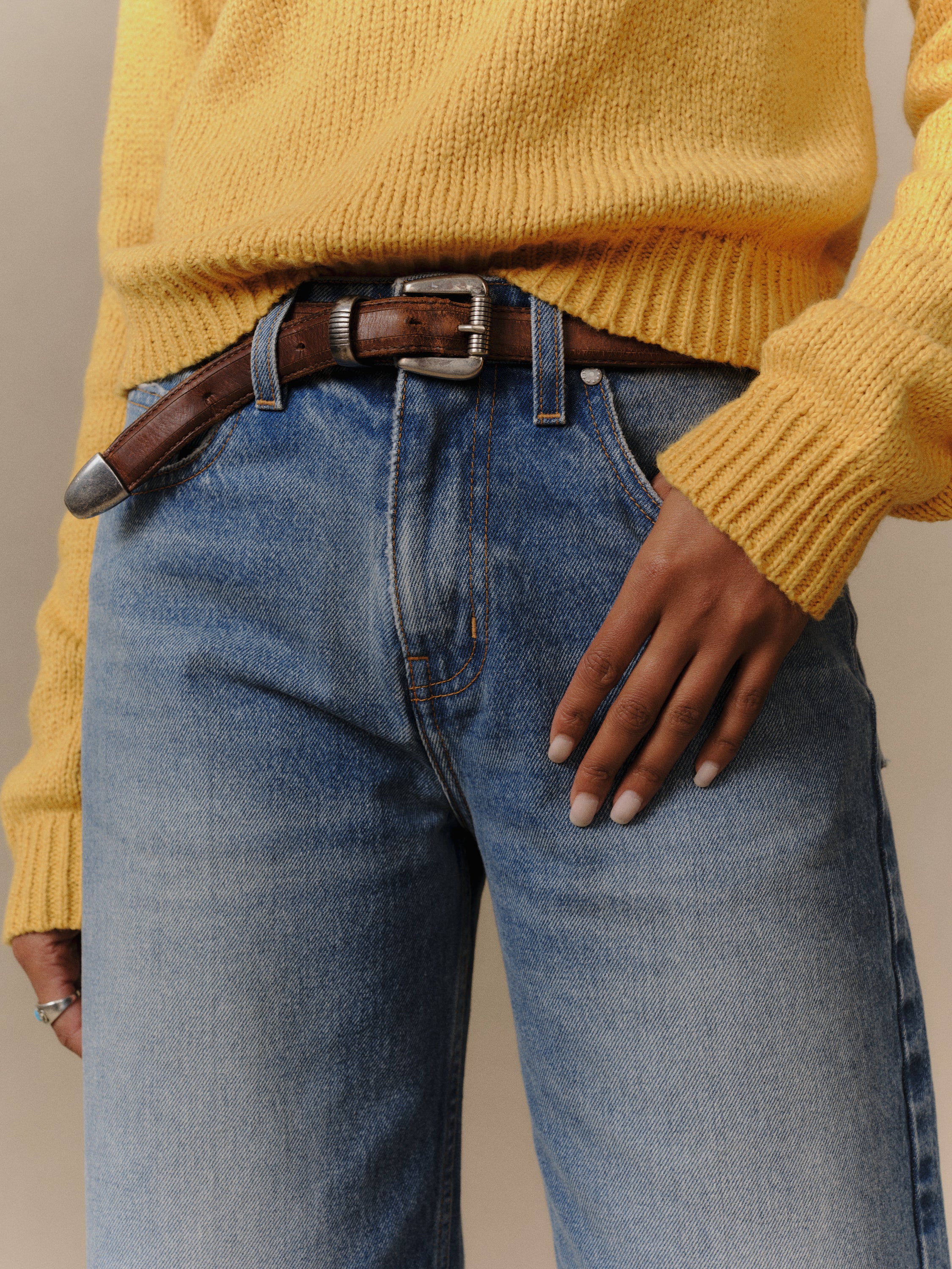 Women's Wide Leg Denim (Medium Wash) - Image 3