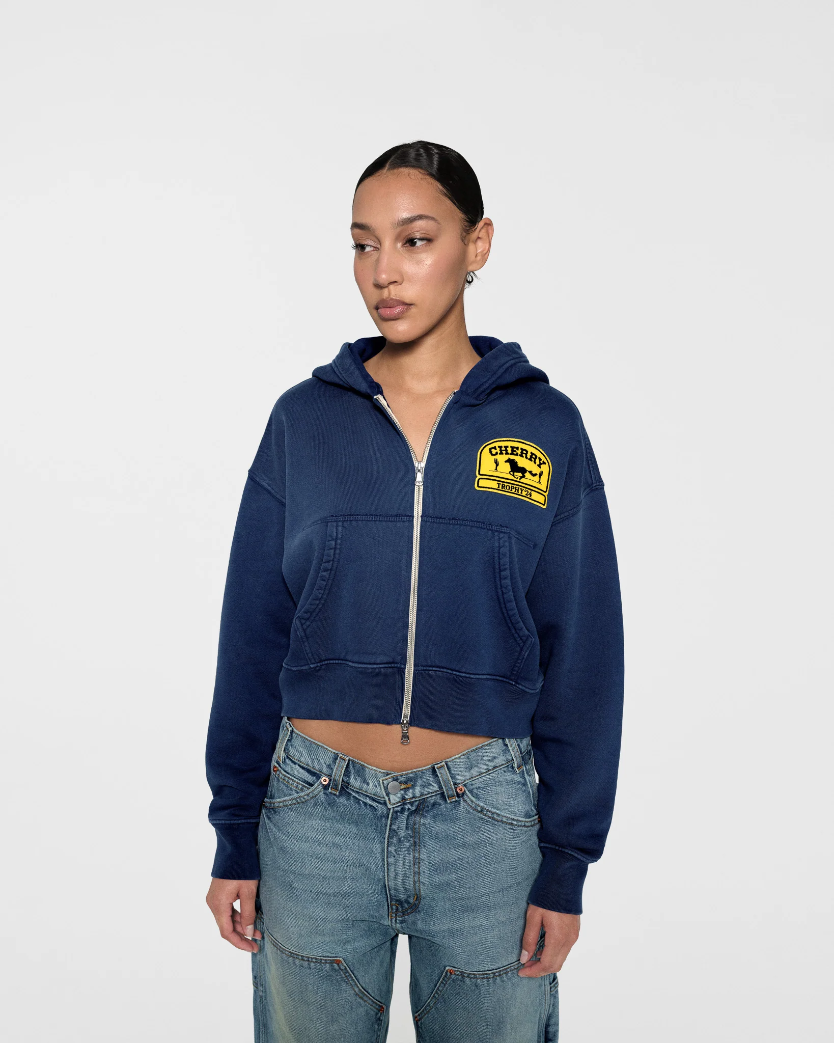 Women's Cropped Zip-Up Hoodie - Image 4