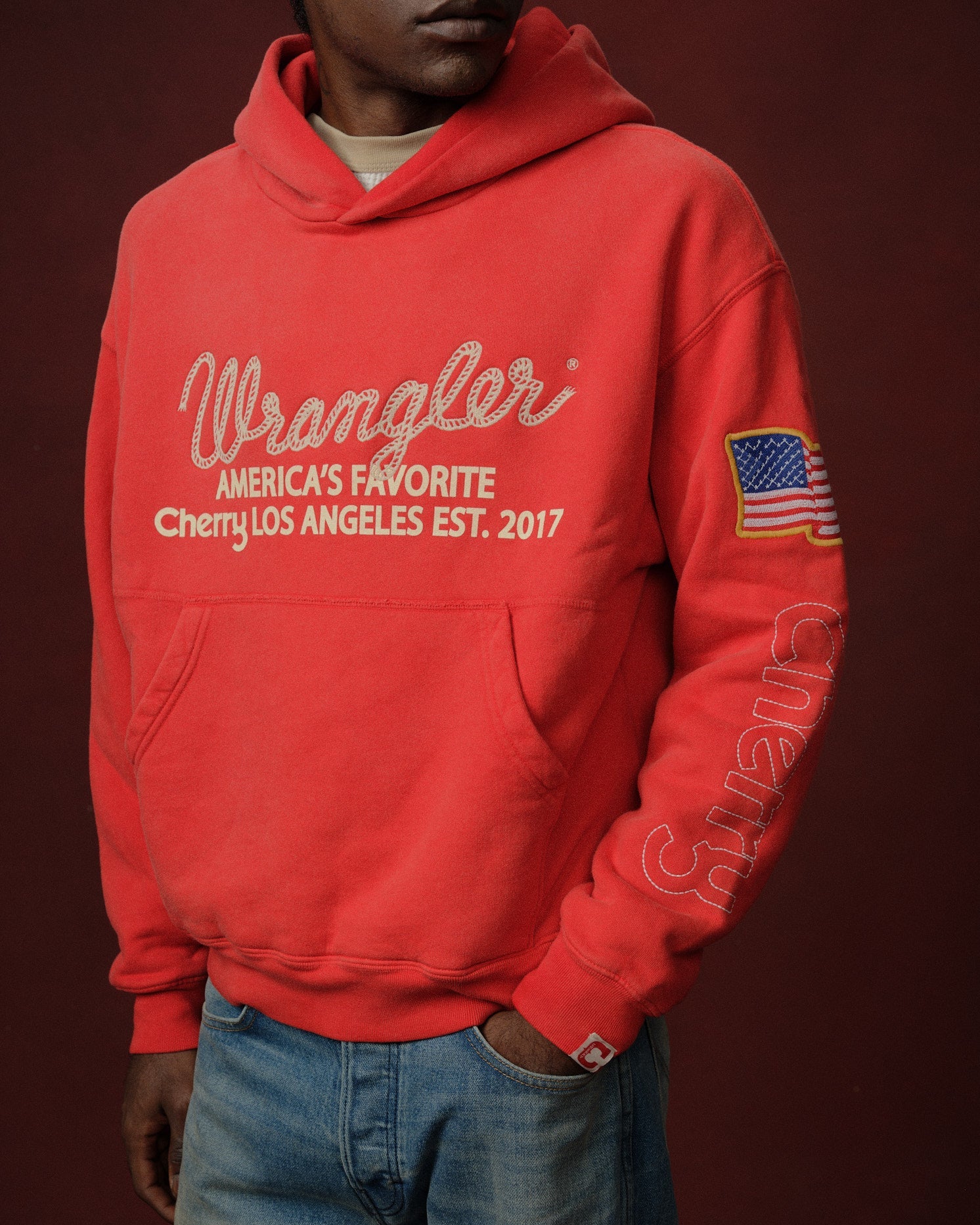 Cherry x Wrangler Hoodie (Red) - Image 2