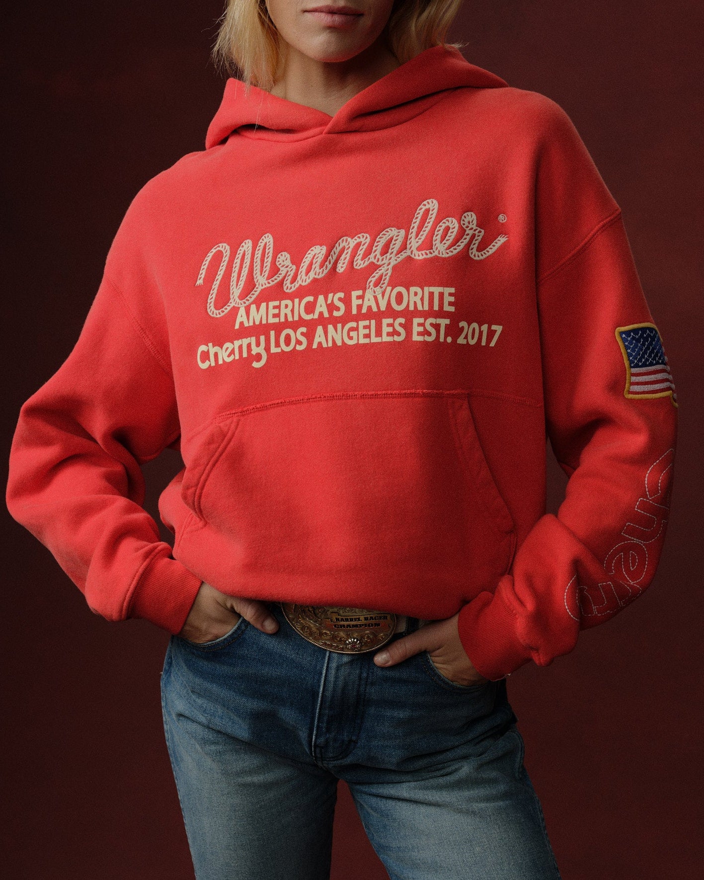 Cherry x Wrangler Hoodie (Red) - Image 4