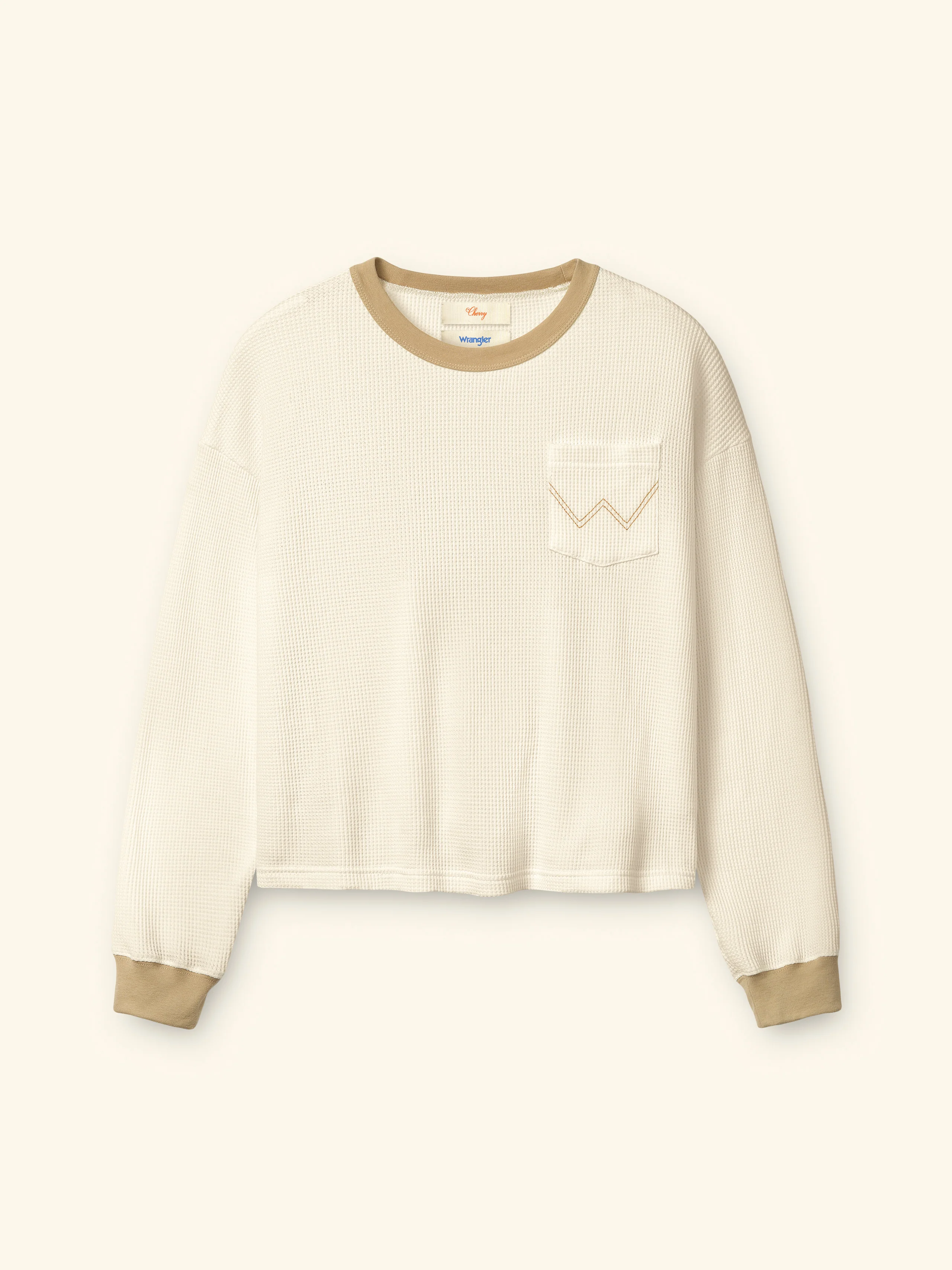 Cherry x Wrangler Pocket Thermal Longsleeve Tee (Cream)