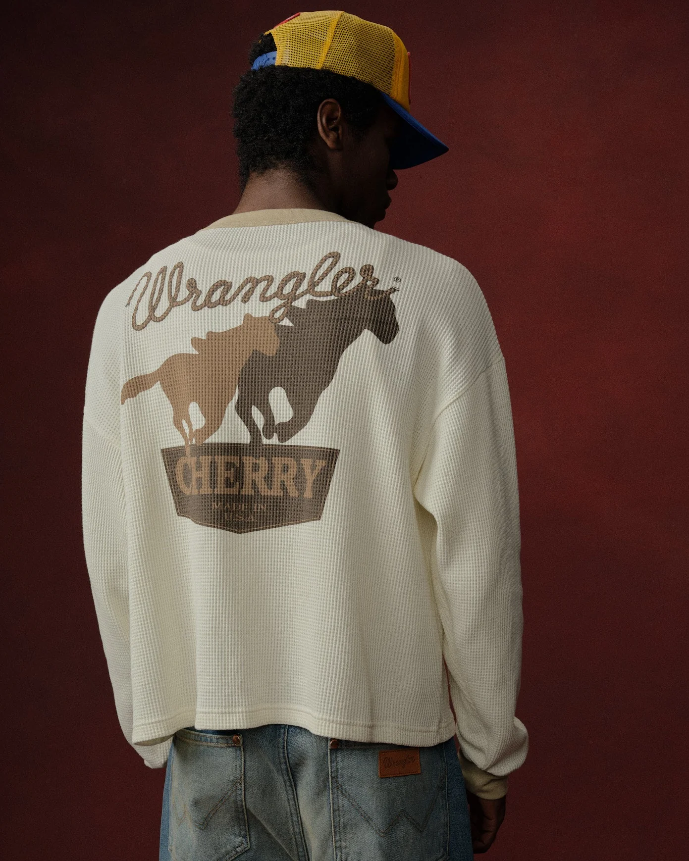 Cherry x Wrangler Pocket Thermal Longsleeve Tee (Cream) - Image 2