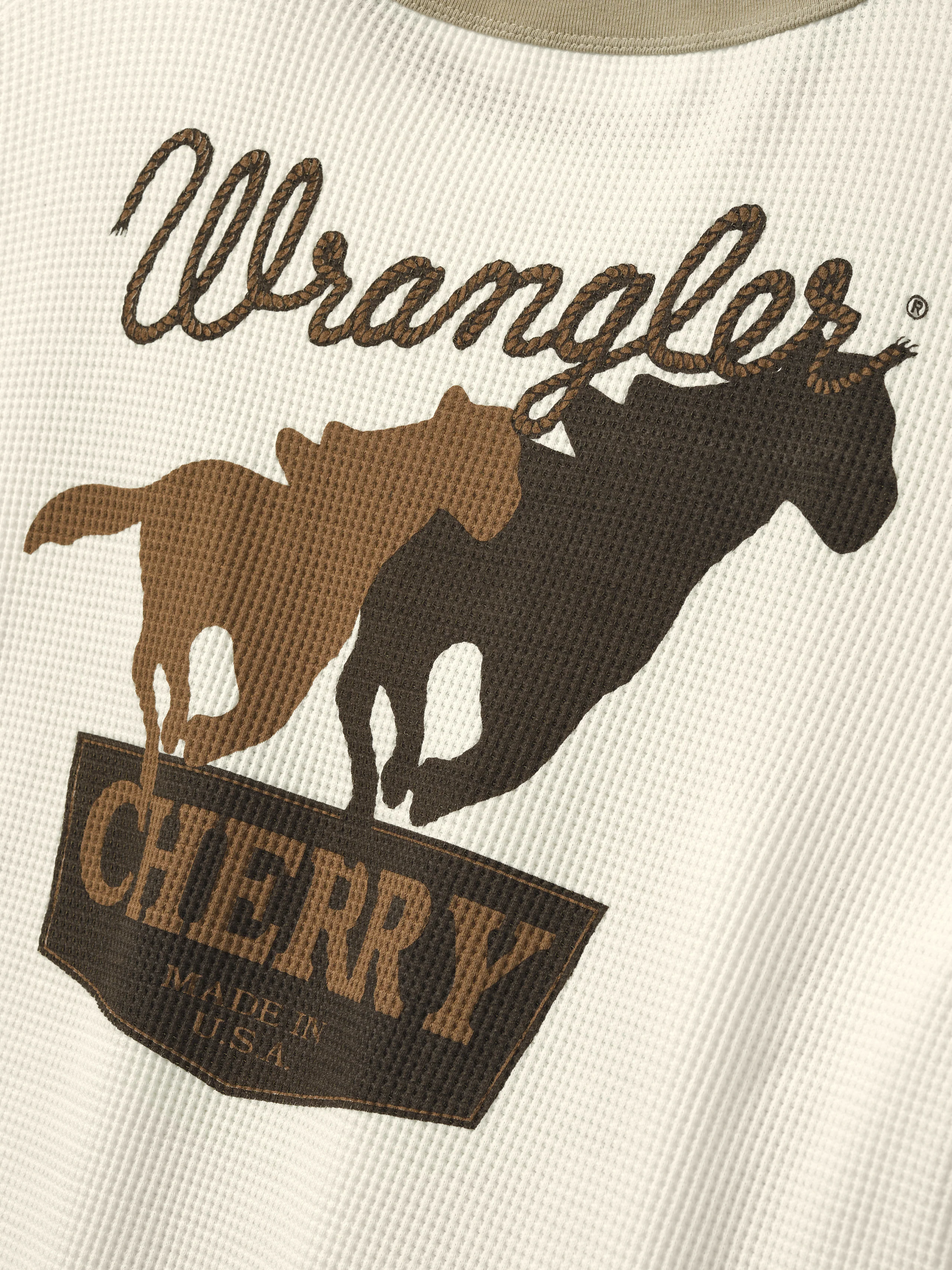 Cherry x Wrangler Pocket Thermal Longsleeve Tee (Cream) - Image 6